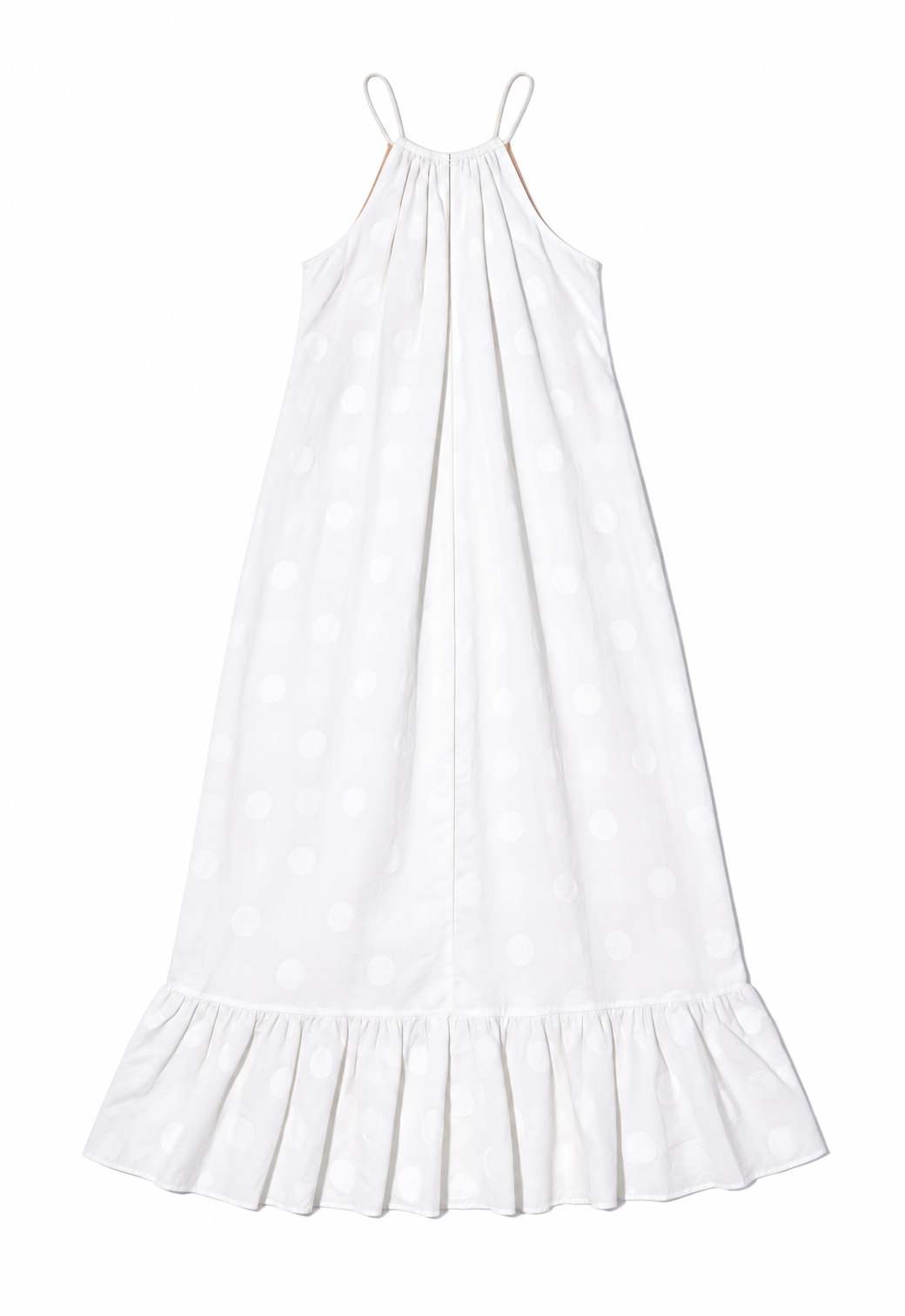 White ruffle-hem maxi dress