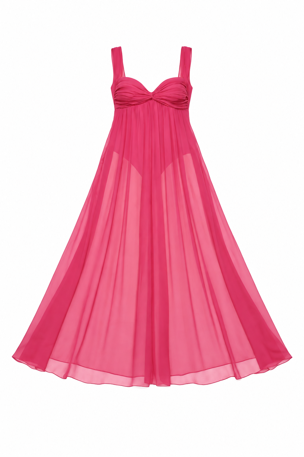 Pink ruched chiffon gown
