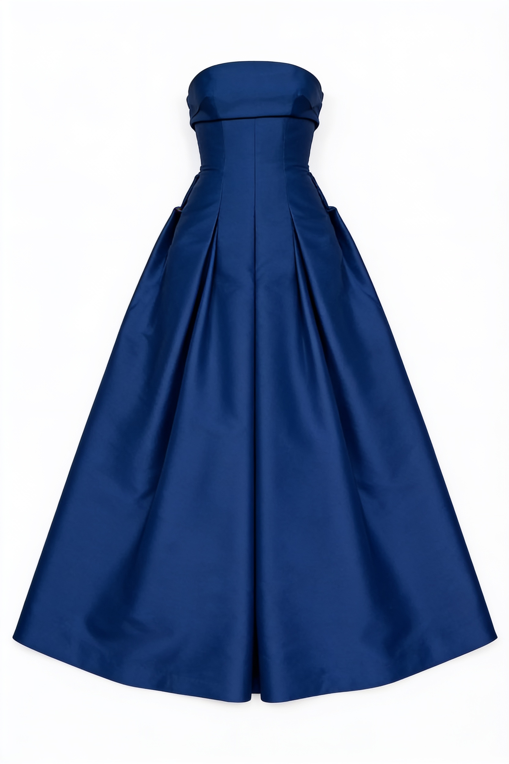 Royal blue strapless high-low gown