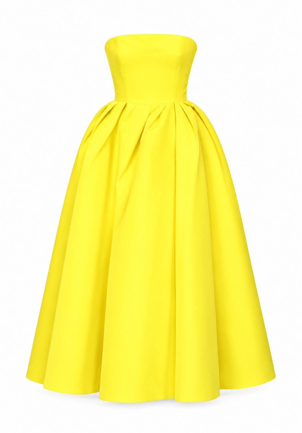 Yellow strapless midi dress