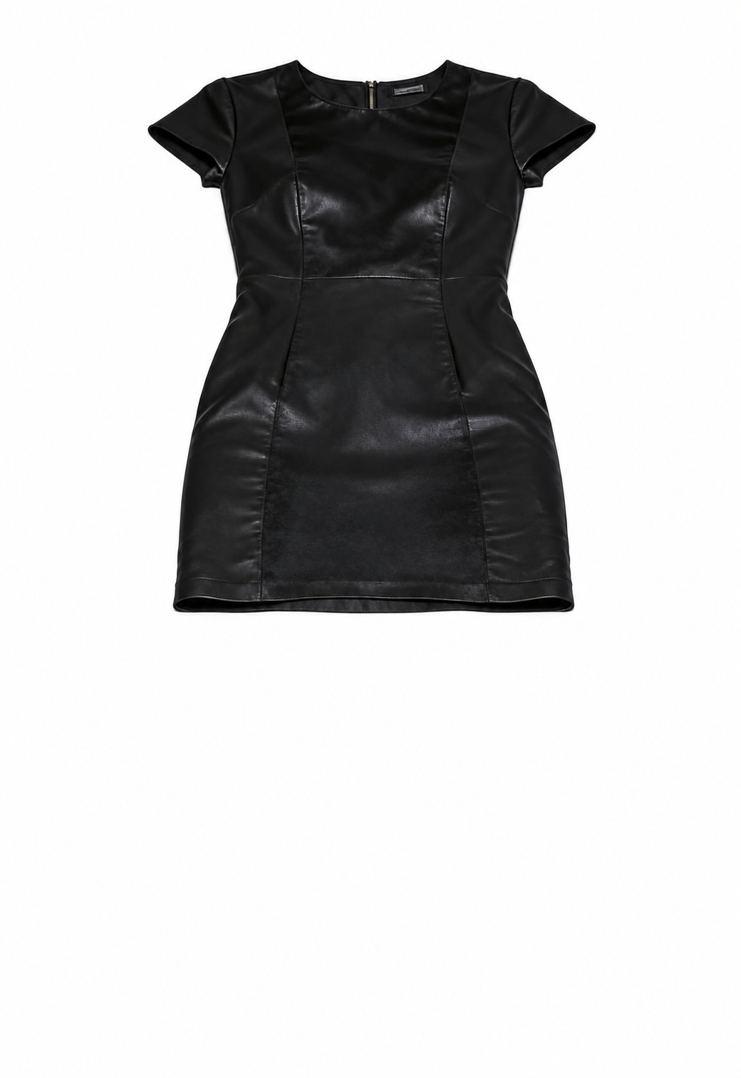 Black leather mini dress