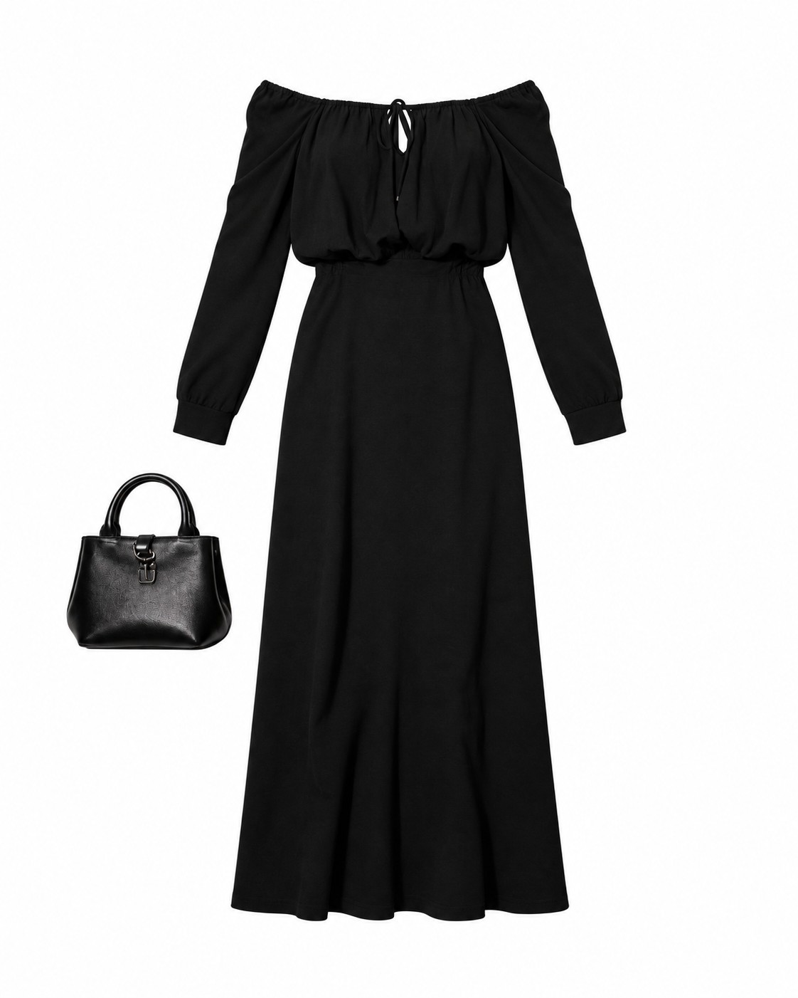 Black off-shoulder maxi dress