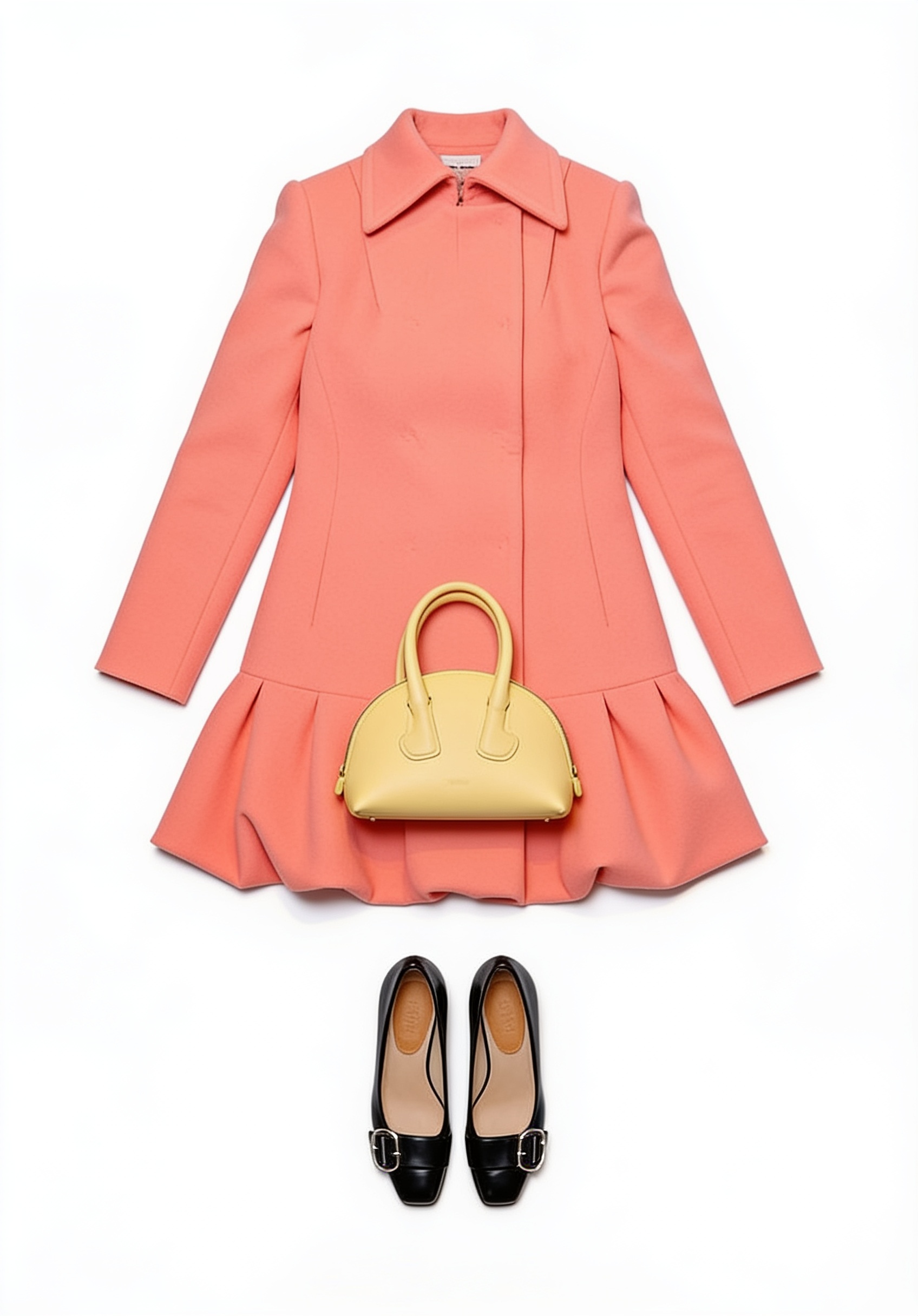 Coral collared coat dress