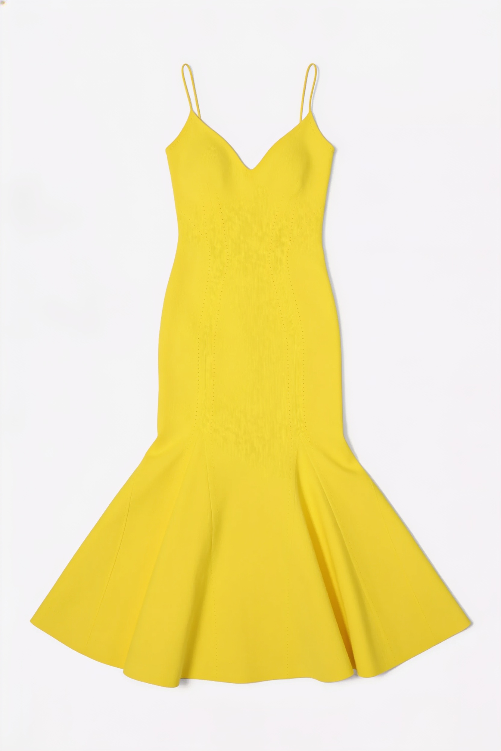 Yellow flared knit gown