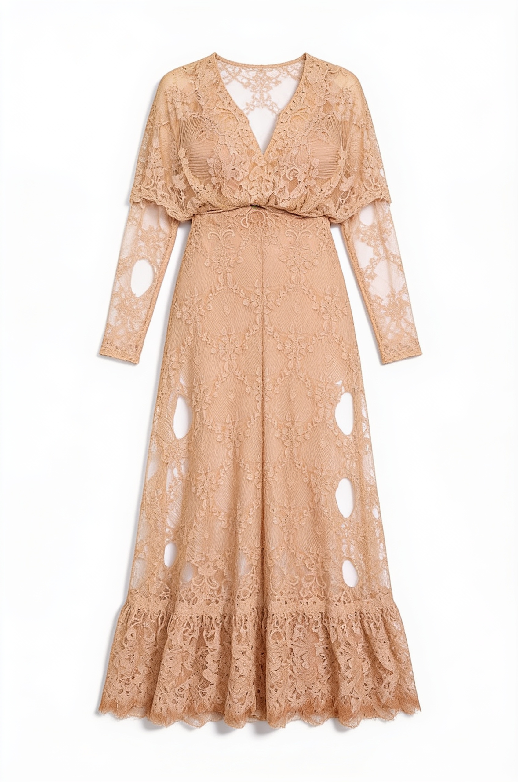 Champagne lace maxi dress