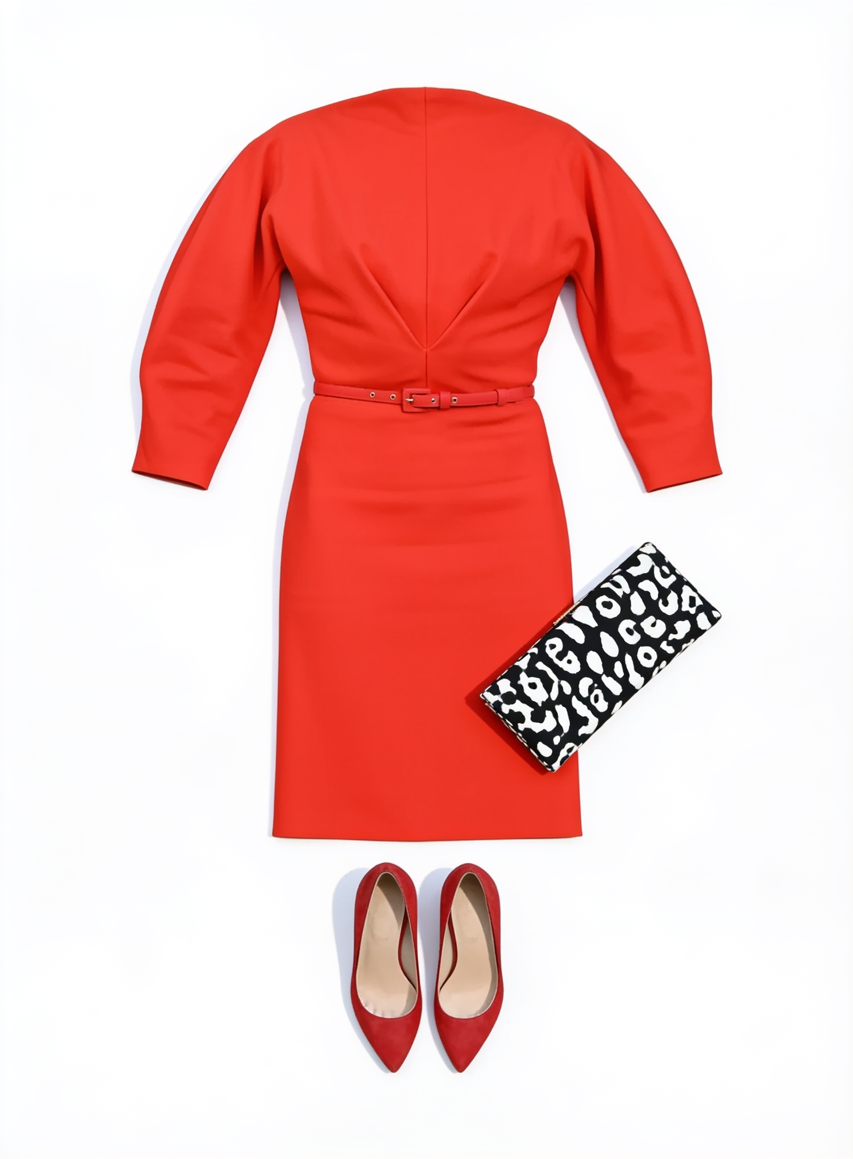 Red puff-sleeve mini dress