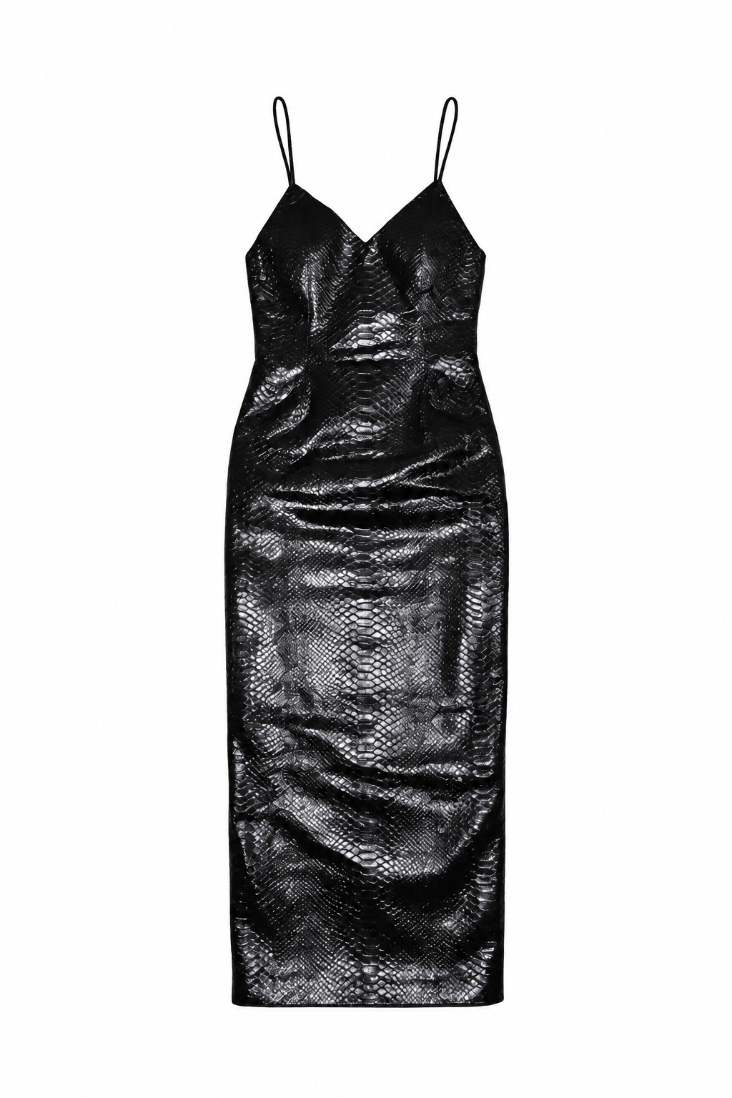 Black shimmering spaghetti-strap dress