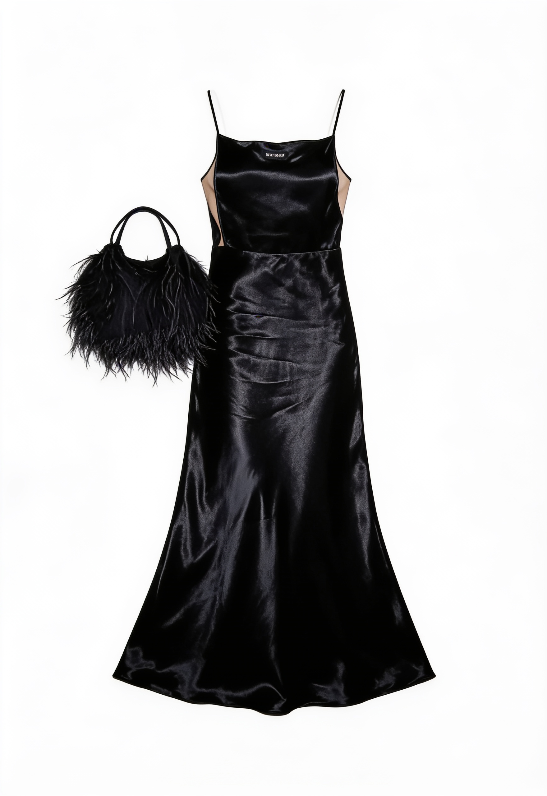 Black satin slip gown