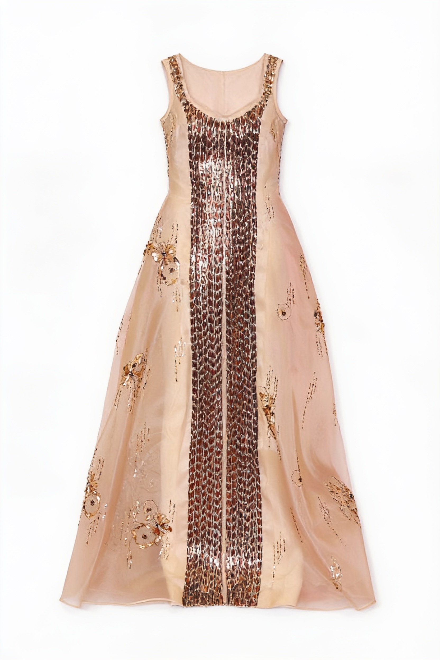 Blush embroidered evening gown