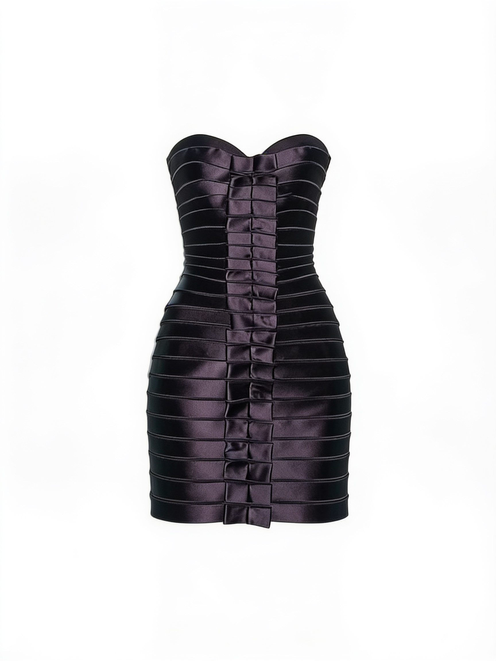 Black structured strapless mini dress
