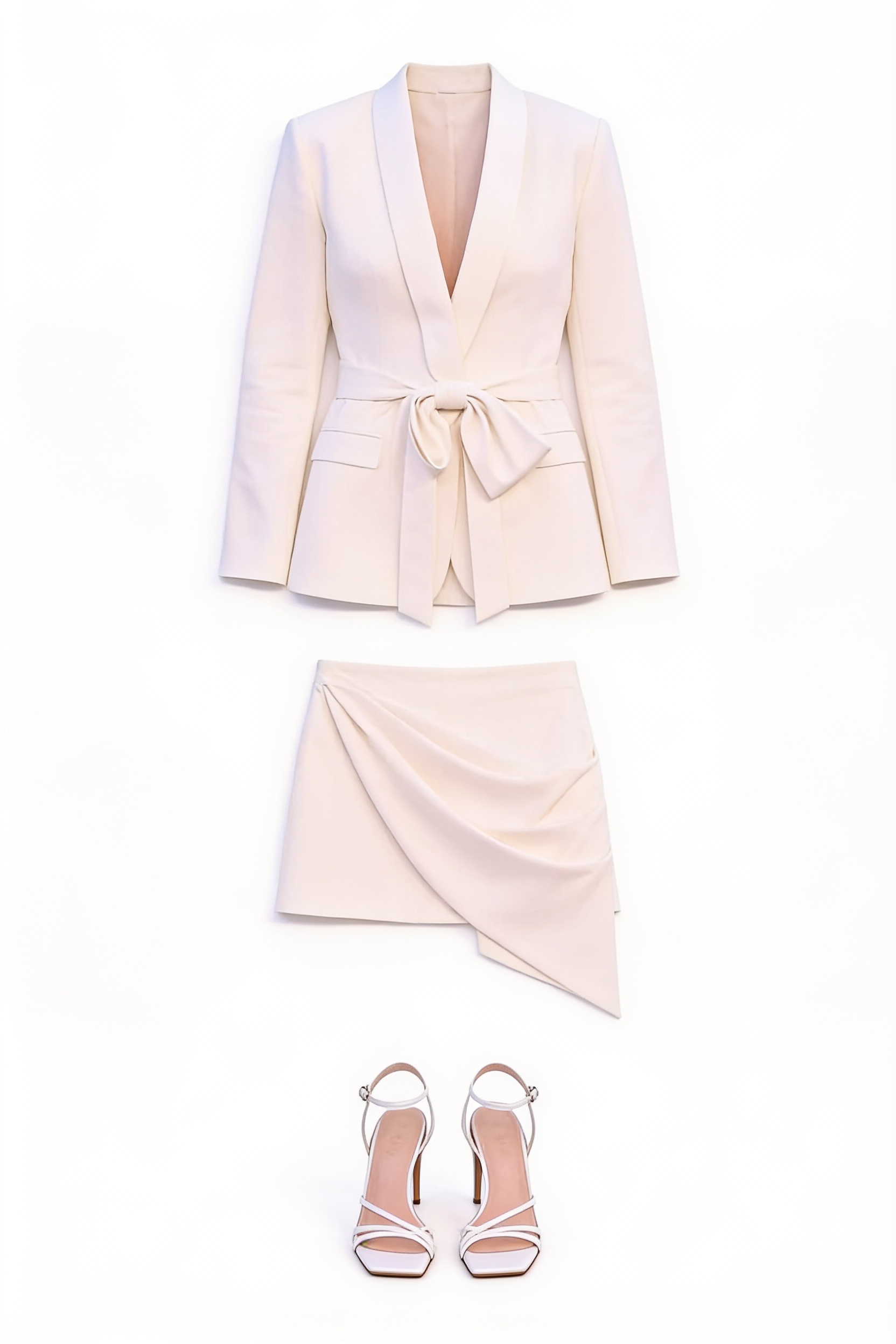 Ivory blazer and asymmetric mini skirt