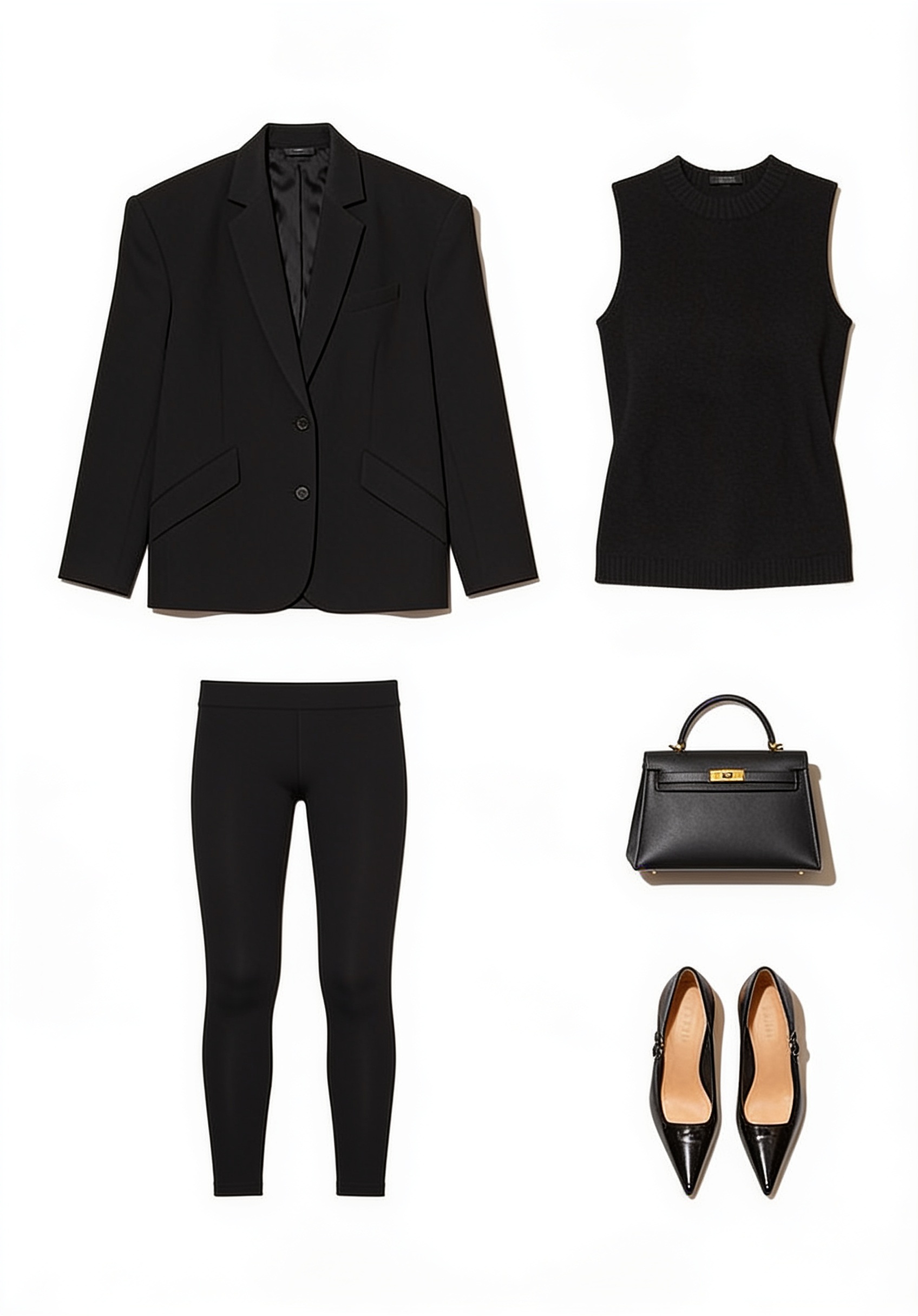 Black blazer and slim tailored trousers