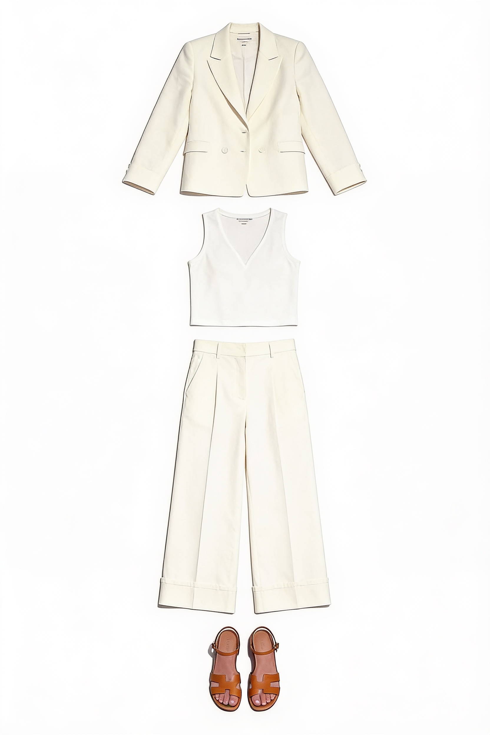 Ivory blazer and wide-leg trousers