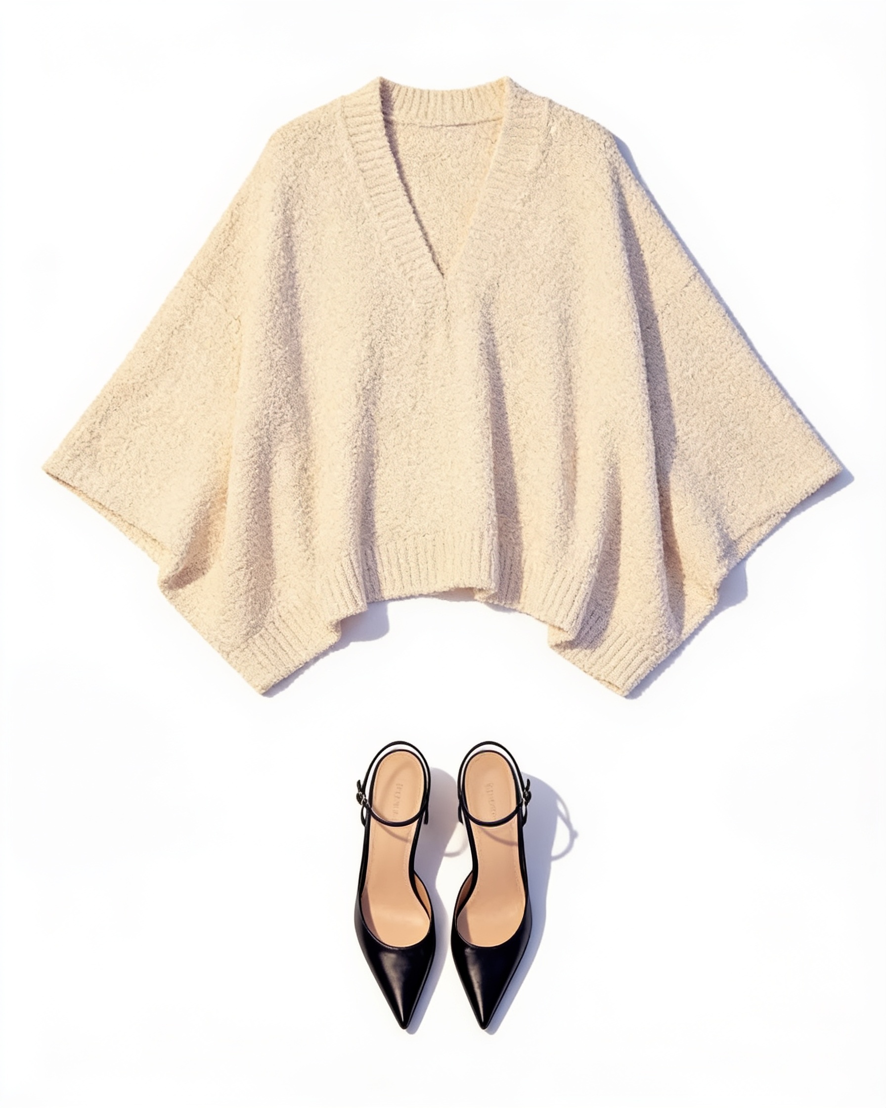 Cream oversized V-neck sweater