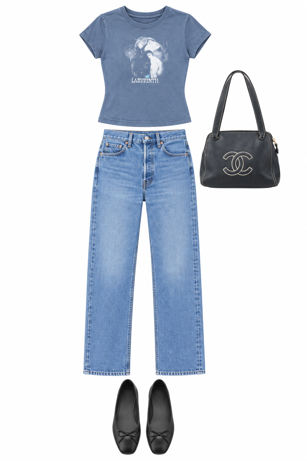 Graphic cropped tee and straight-leg jeans