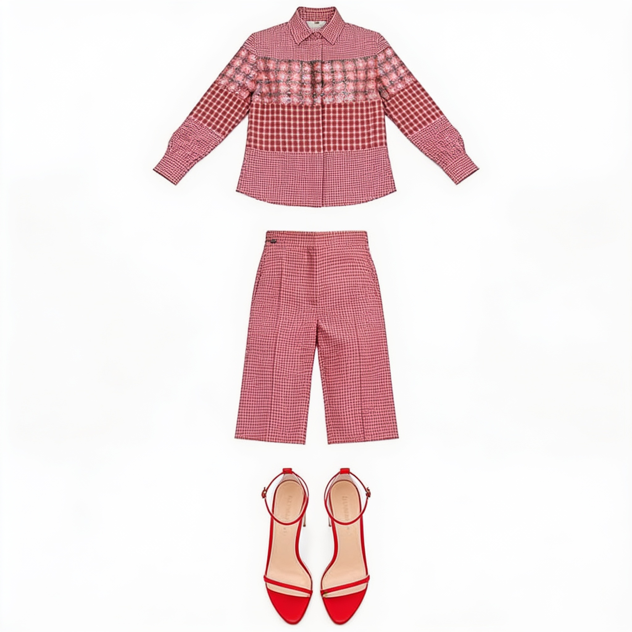 Rose checked shirt and cropped trousers