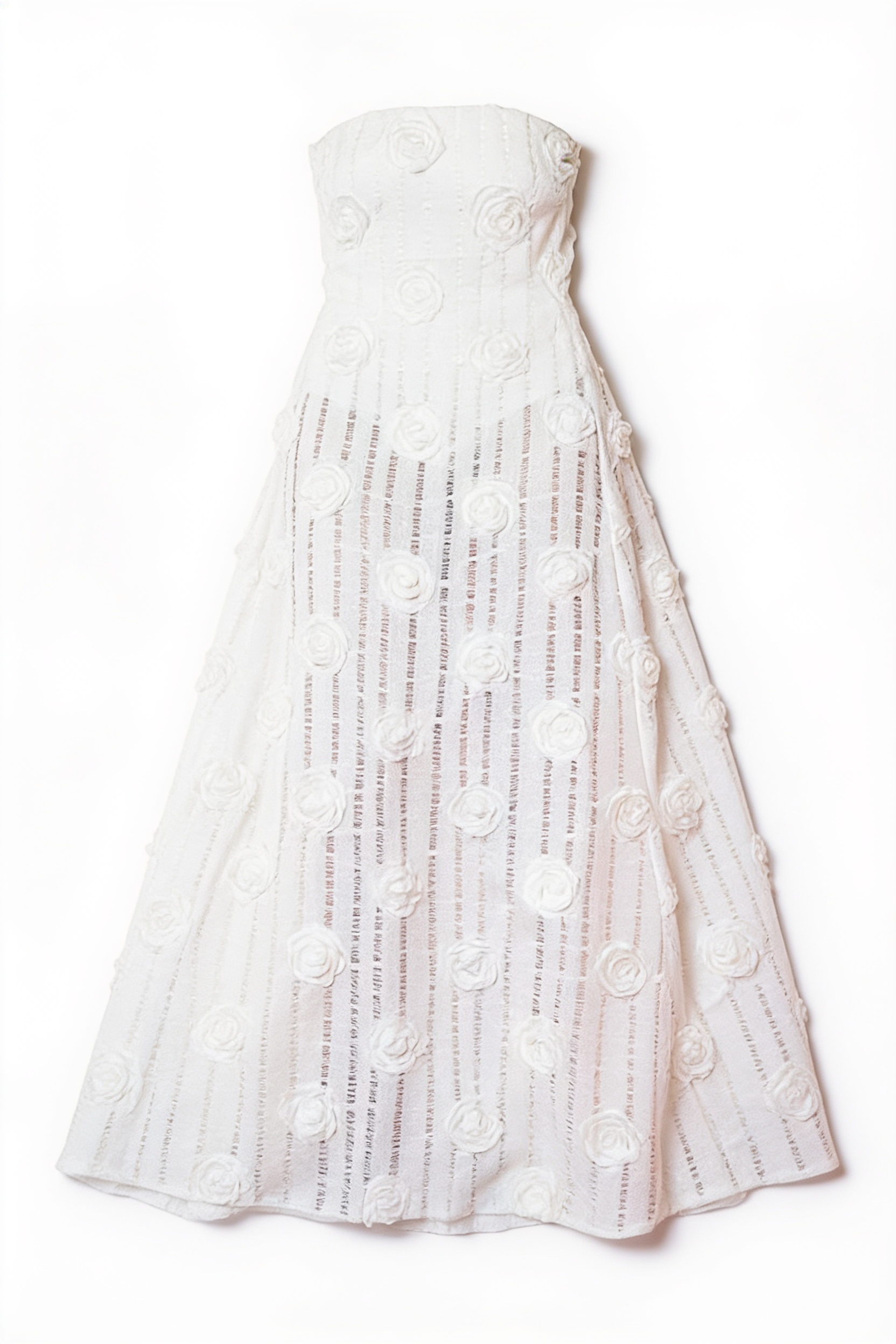 White strapless pleated maxi dress