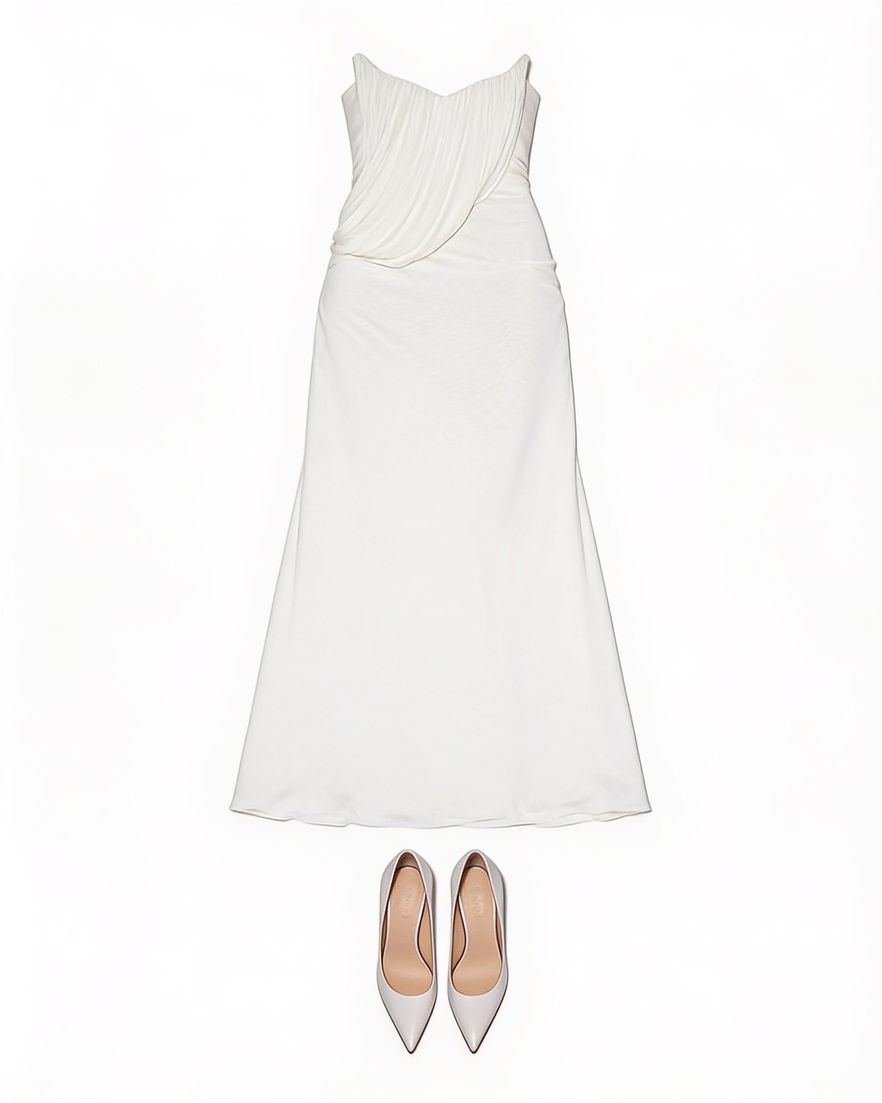 White draped gown