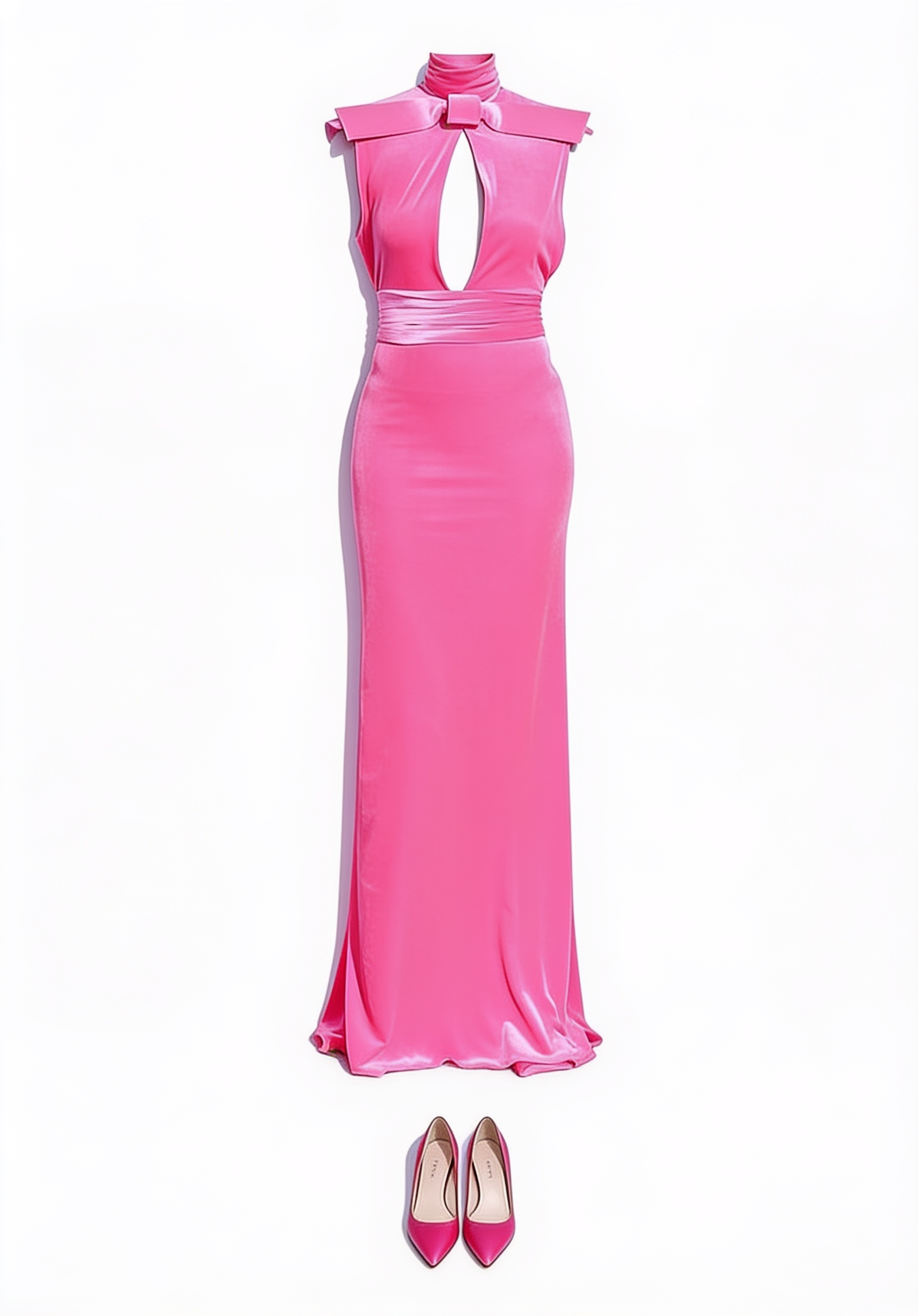 Pink halter cutout gown