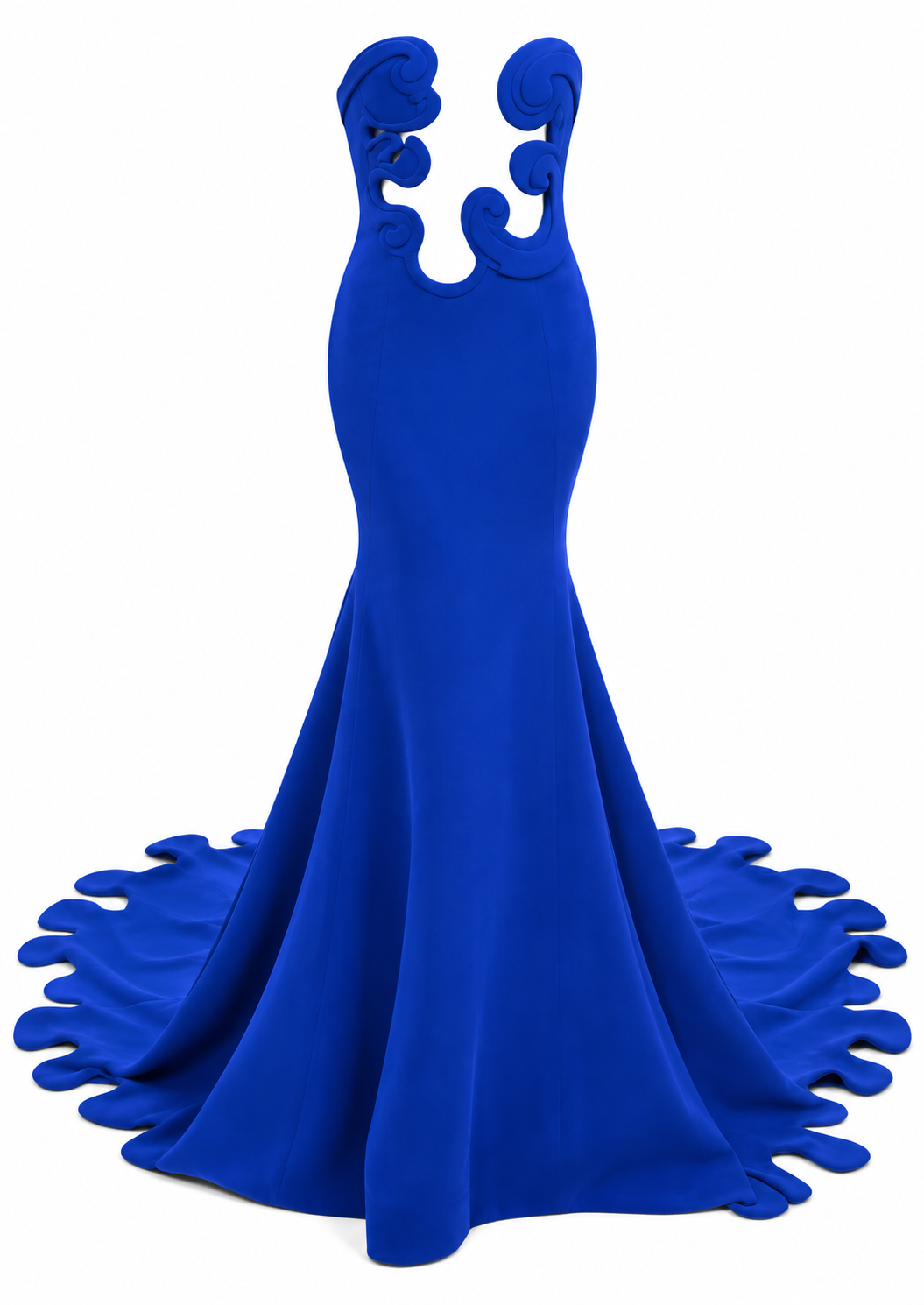 Cobalt sculptural cutout gown