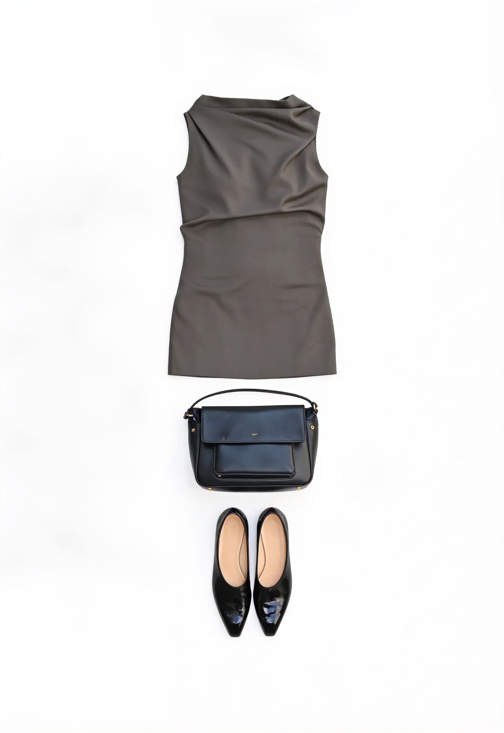 Taupe draped mini dress