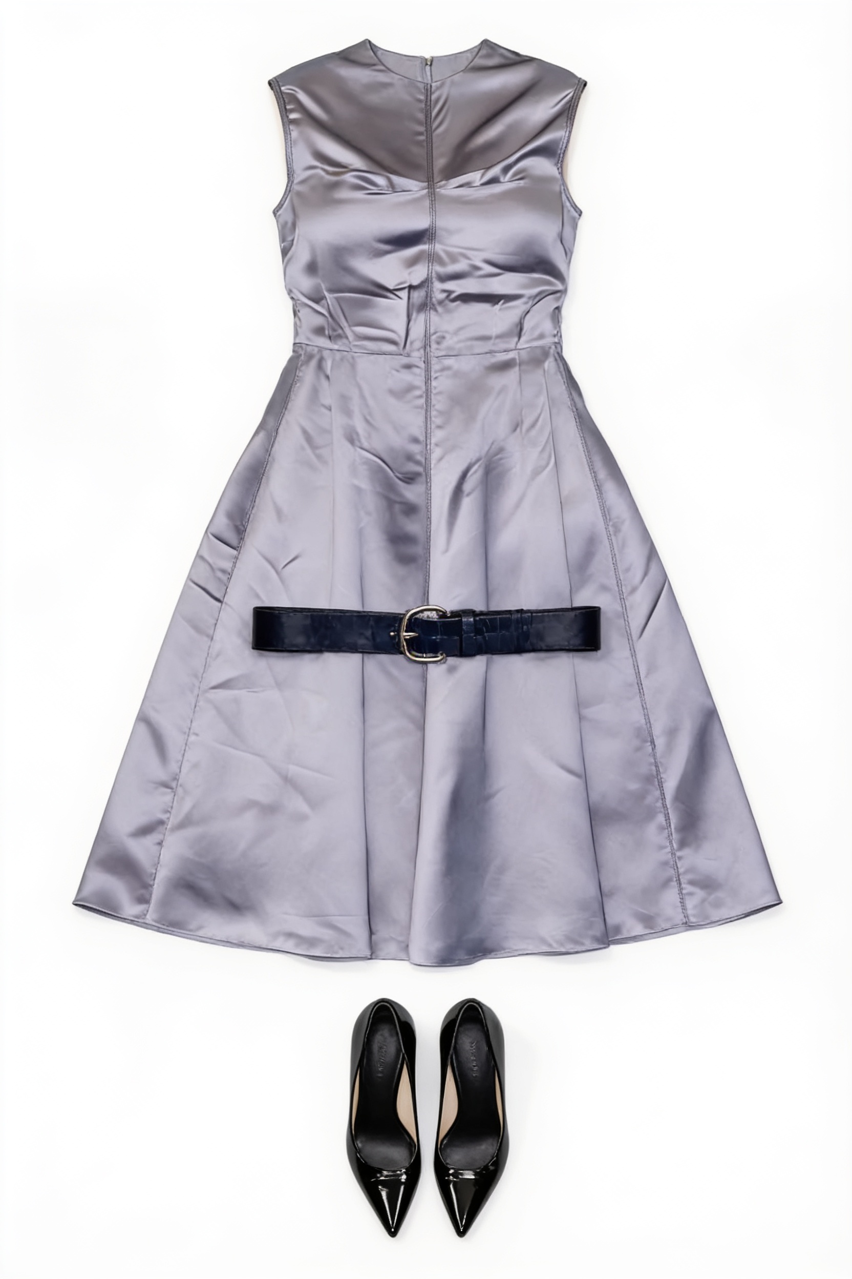 Lilac draped satin midi dress