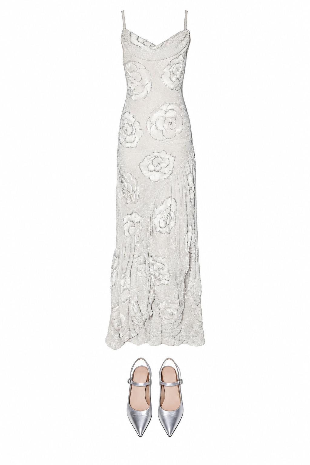 Silver floral slip dress