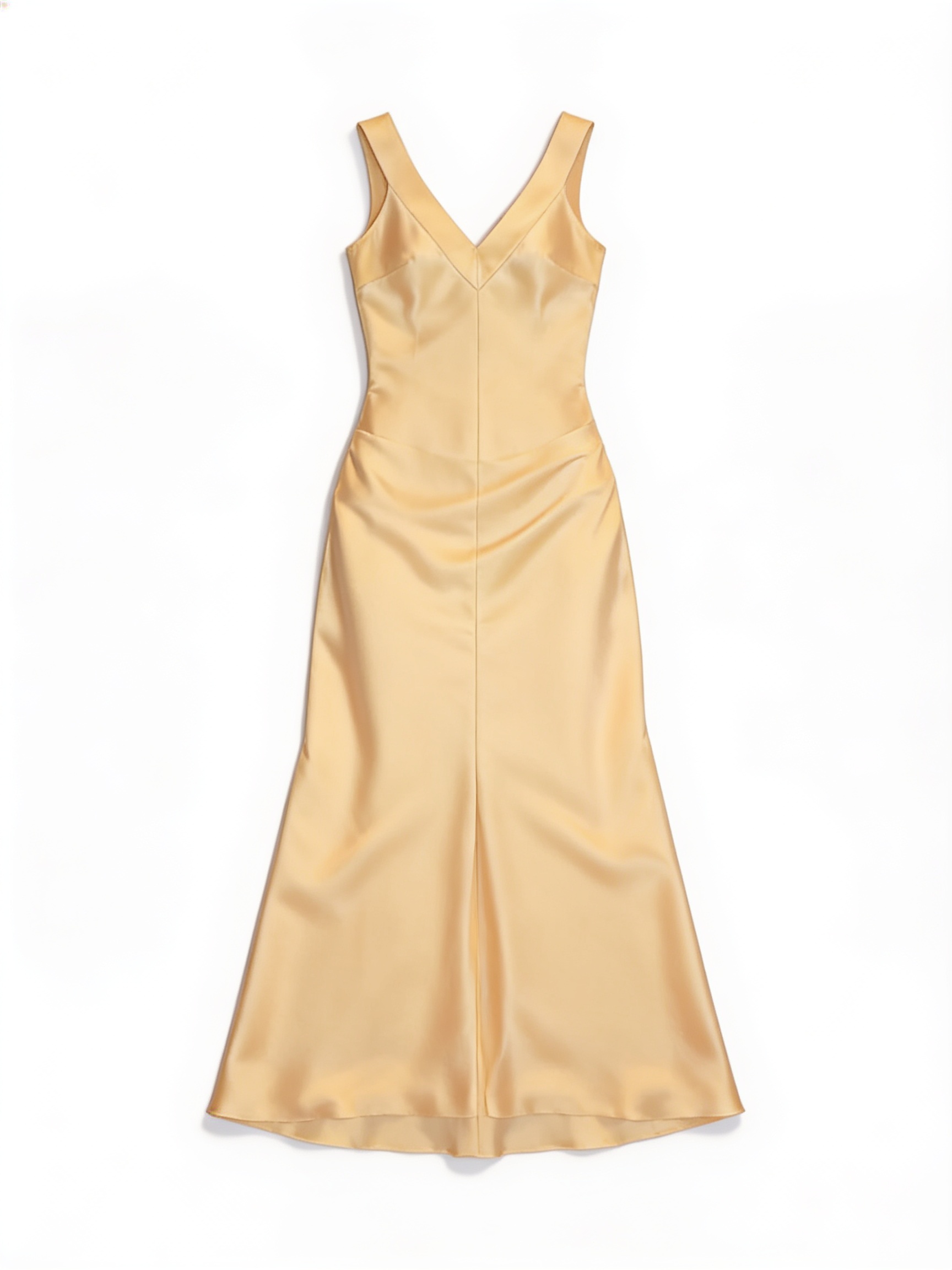 Pale yellow flowing slip gown