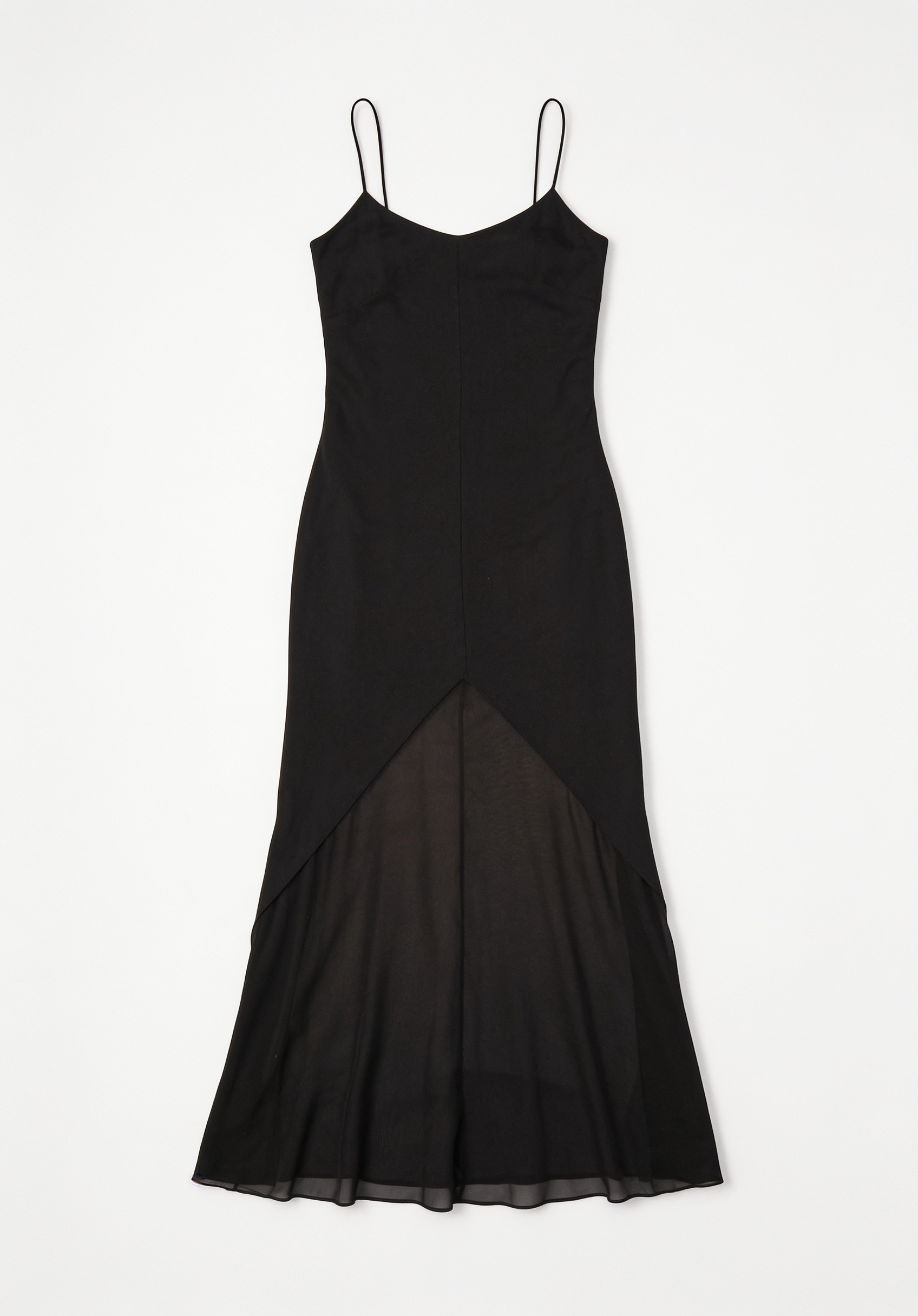 Black satin slip gown