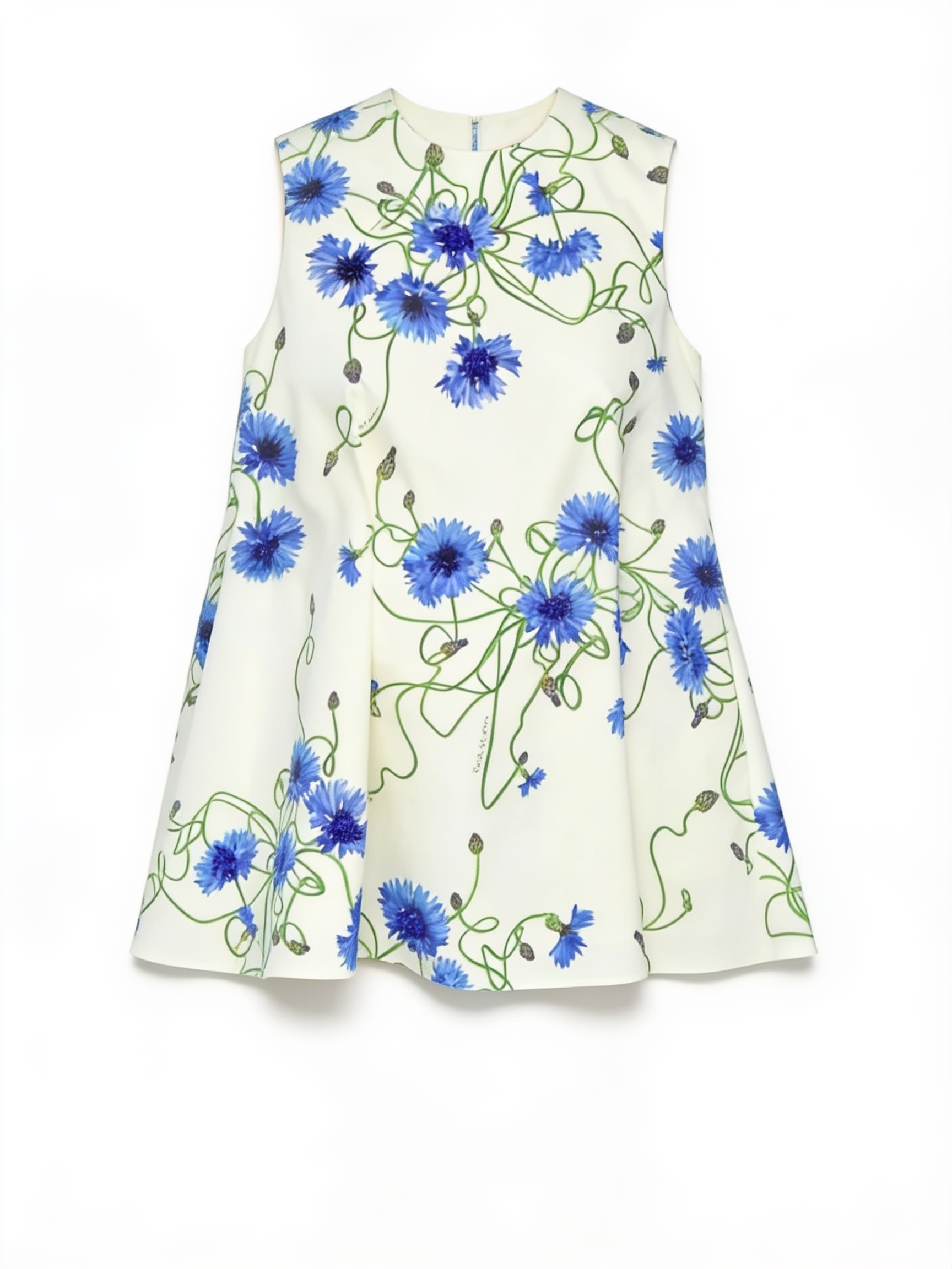 Ivory and blue floral mini dress