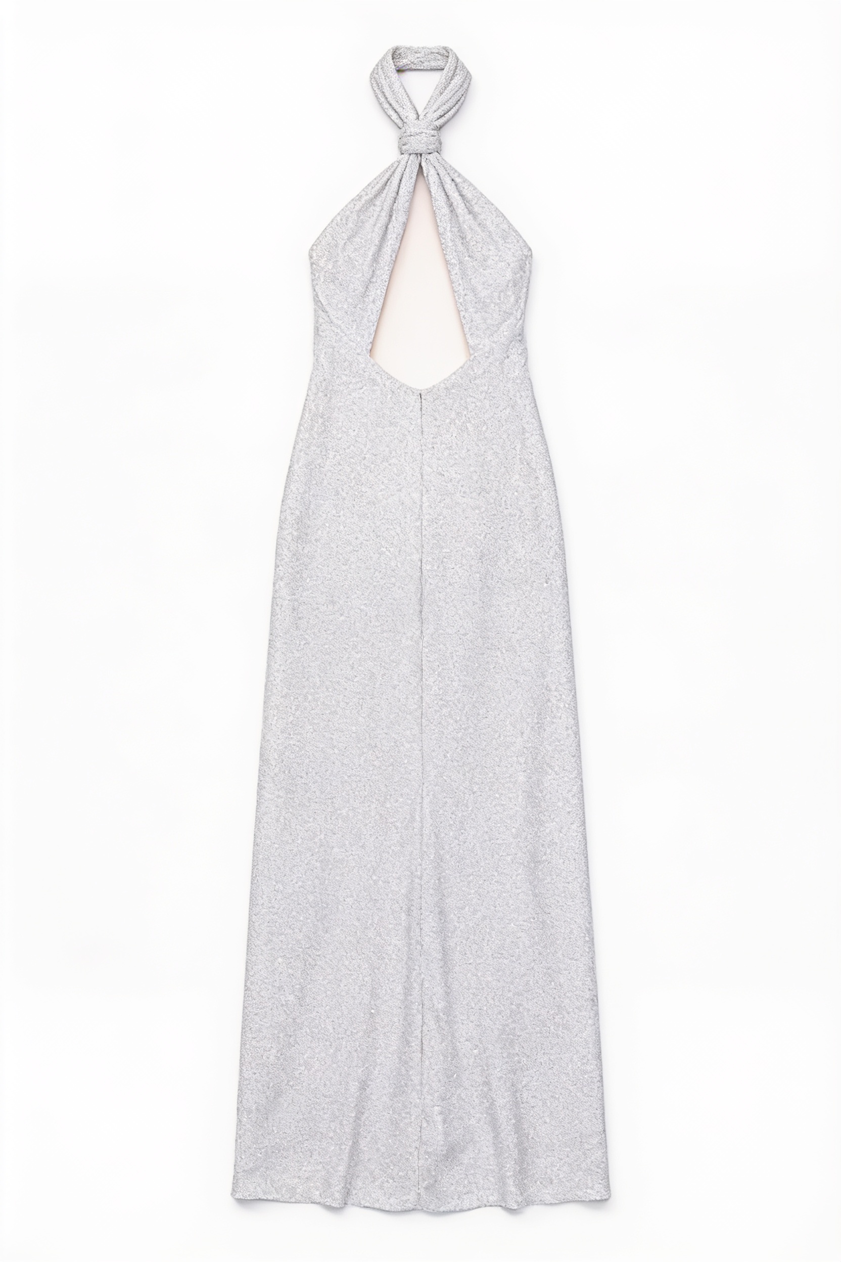 Silver draped halterneck gown