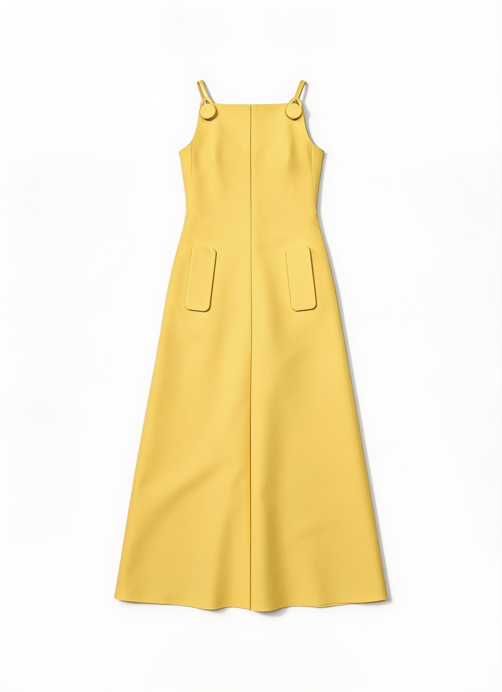 Yellow sleeveless column gown