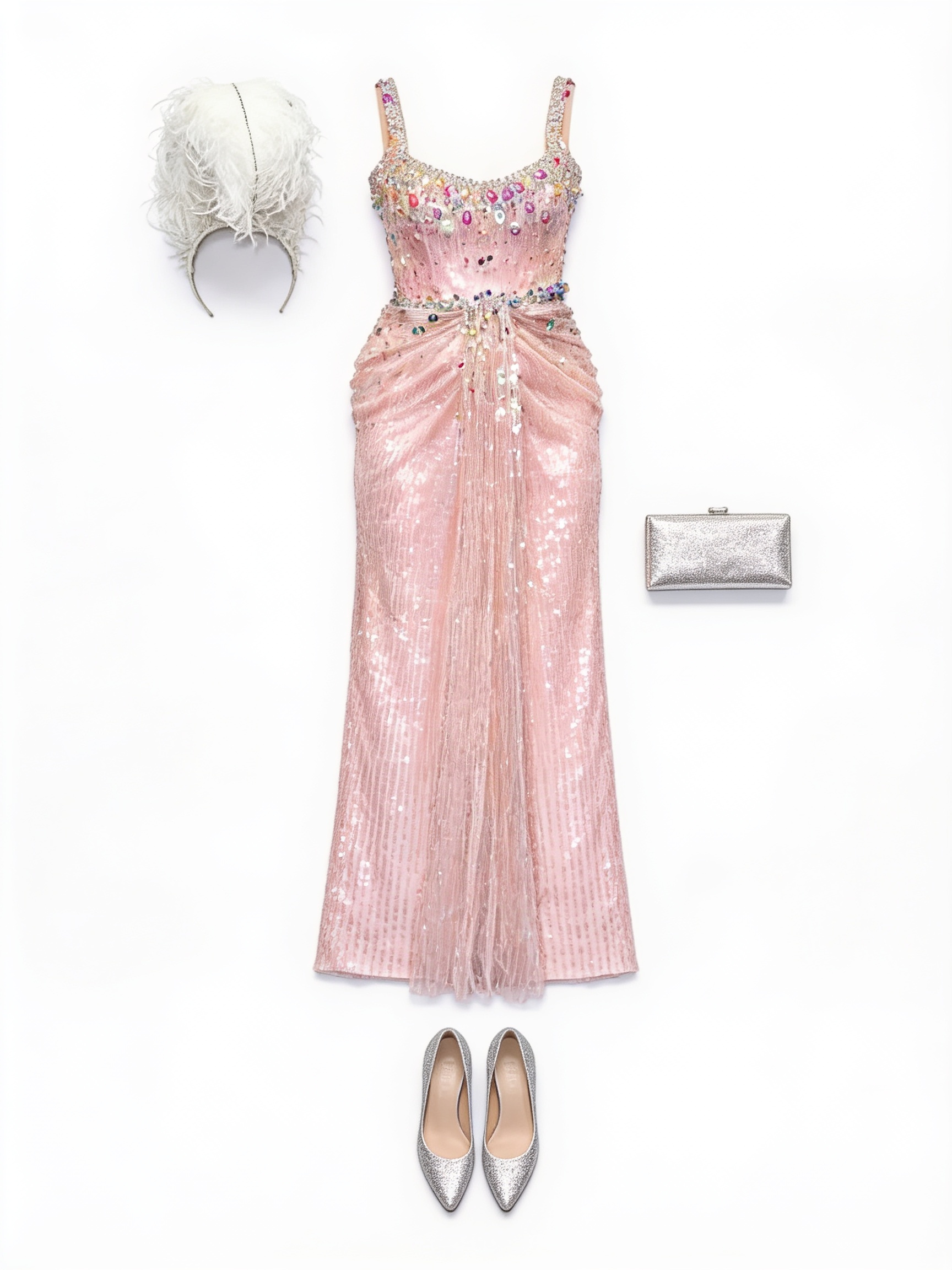 Blush beaded column gown