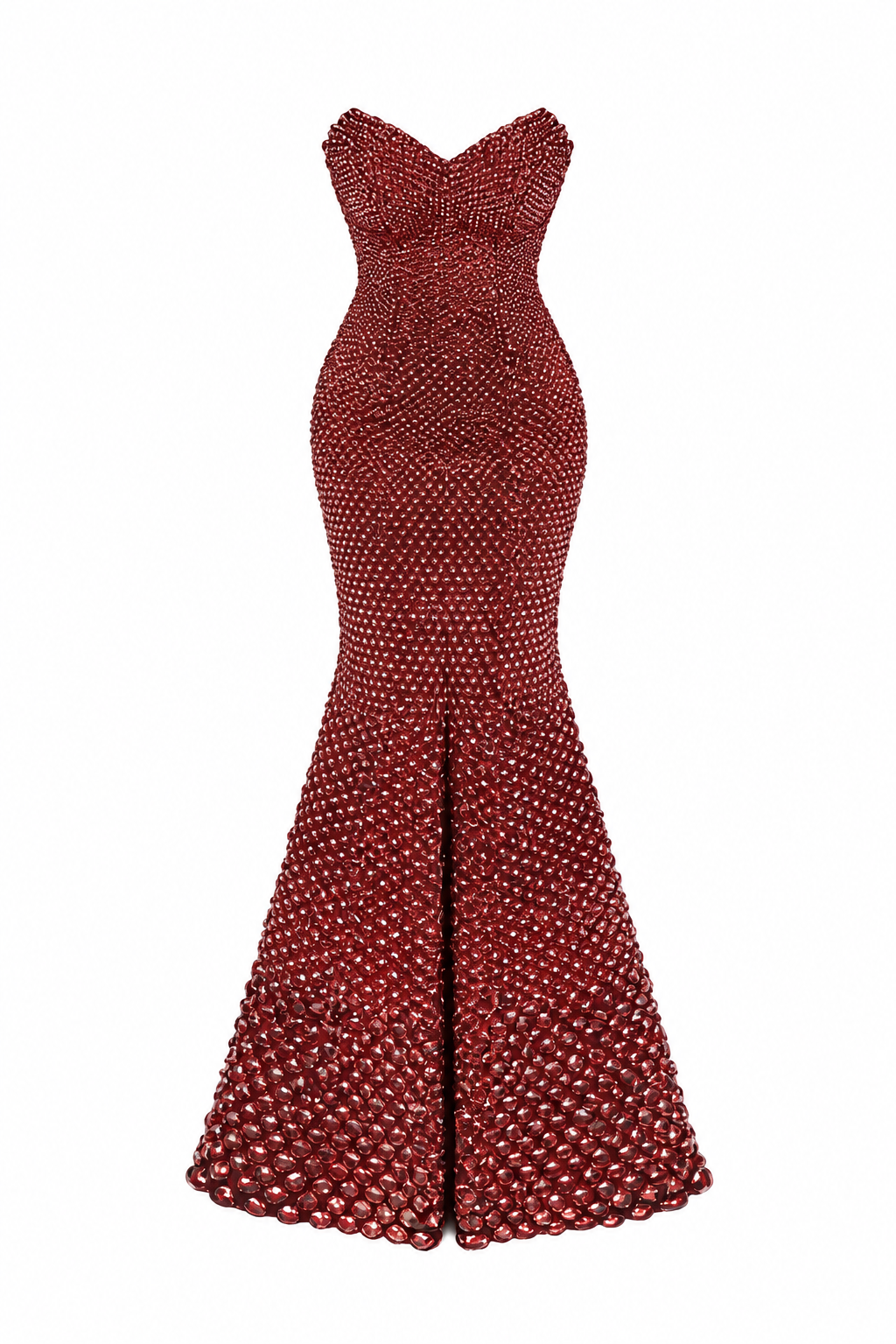 Burgundy embellished mermaid gown