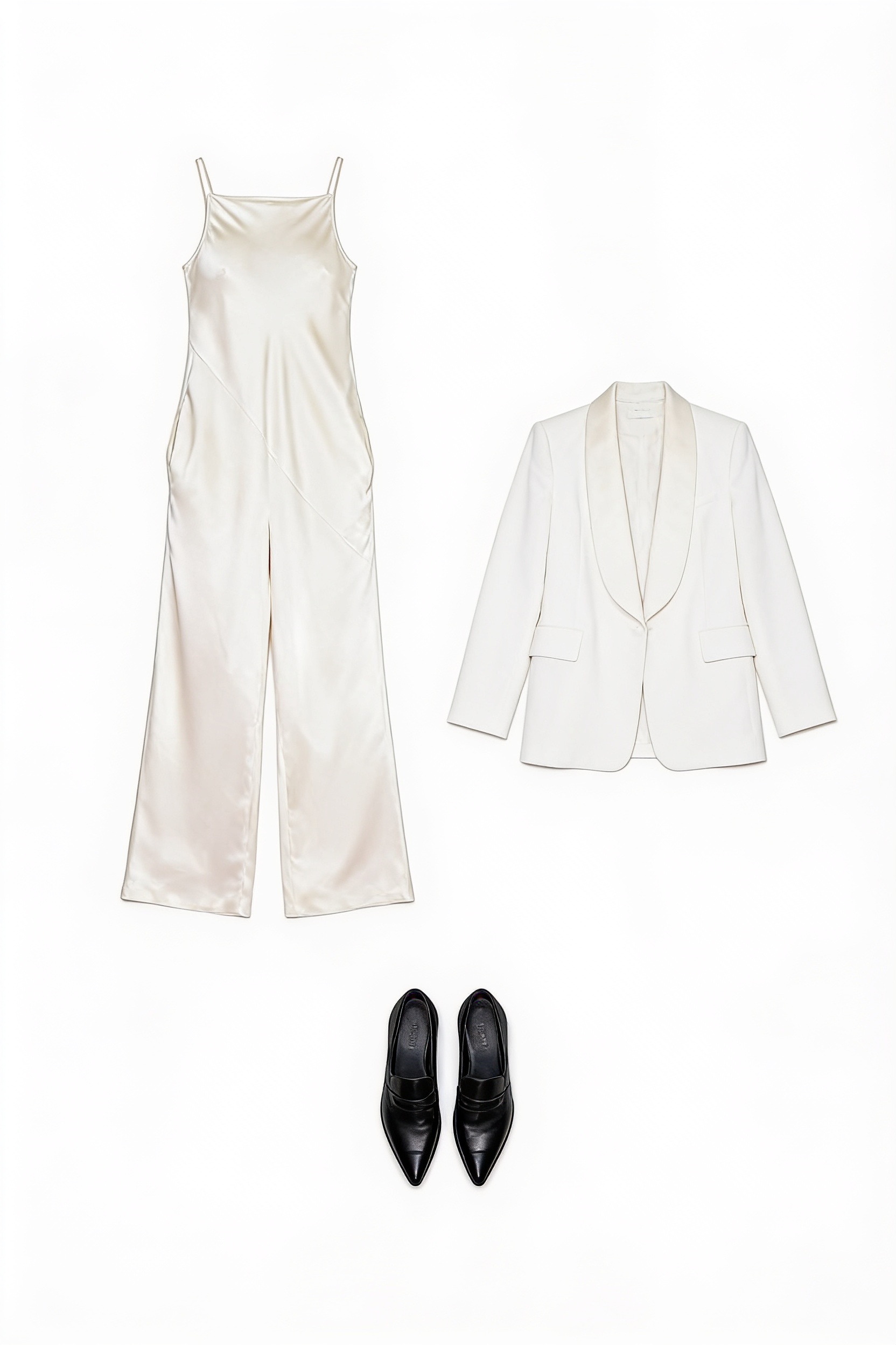 Ivory jumpsuit and tailored jacket