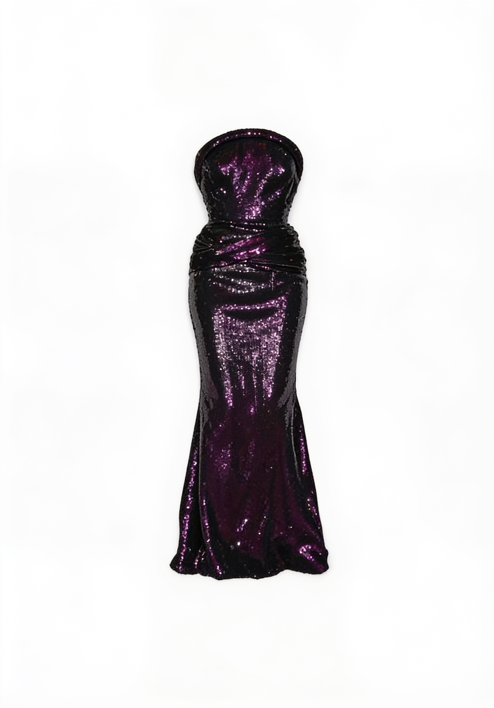 Black sequinned strapless gown