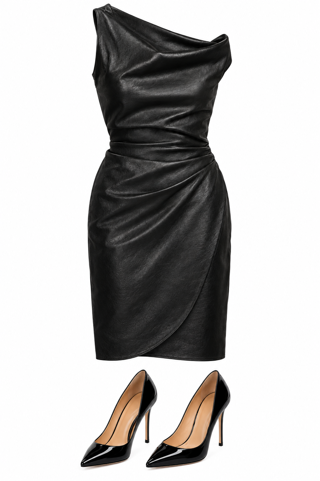 Black asymmetric leather dress