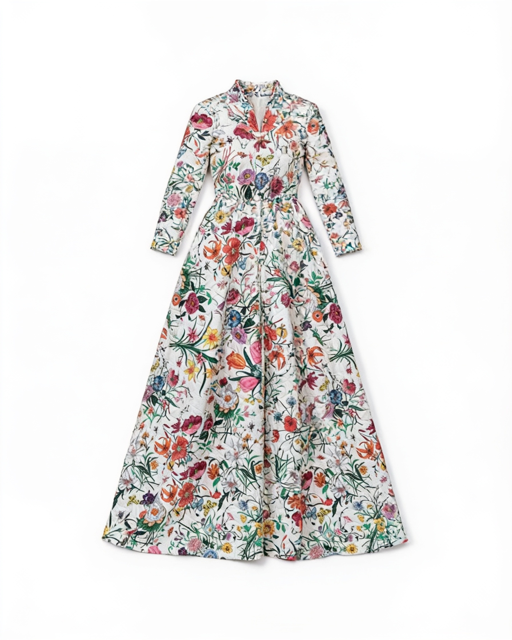 Floral high-neck gown