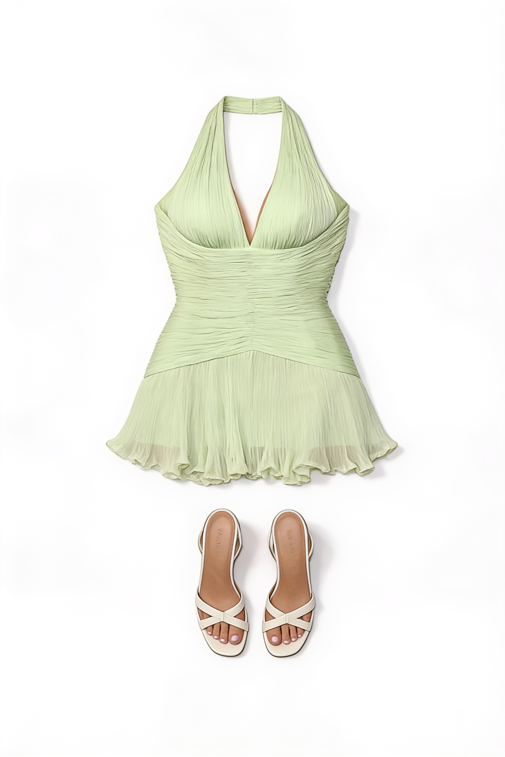 Pale green corset mini dress