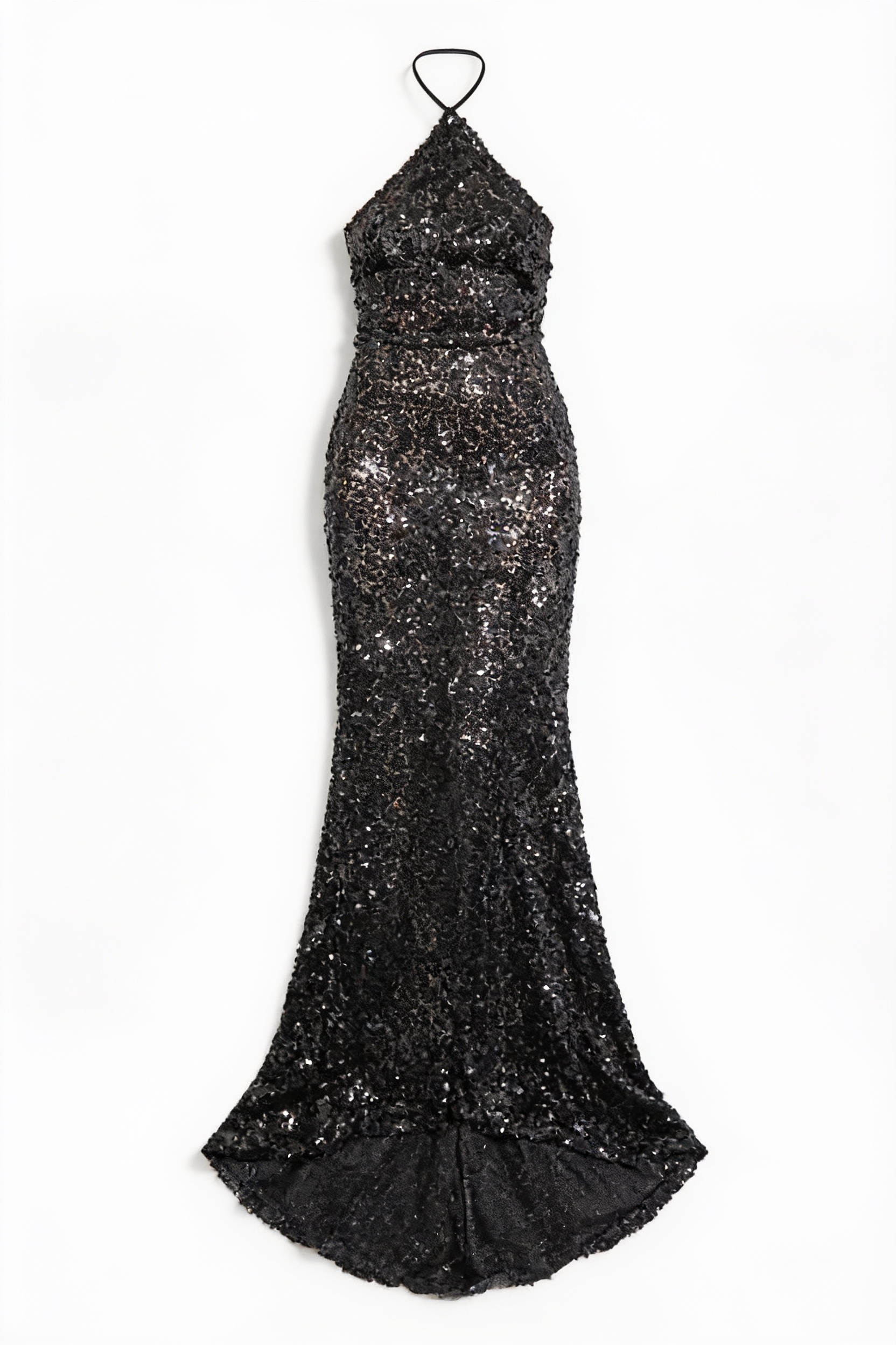 Black sequined halterneck gown