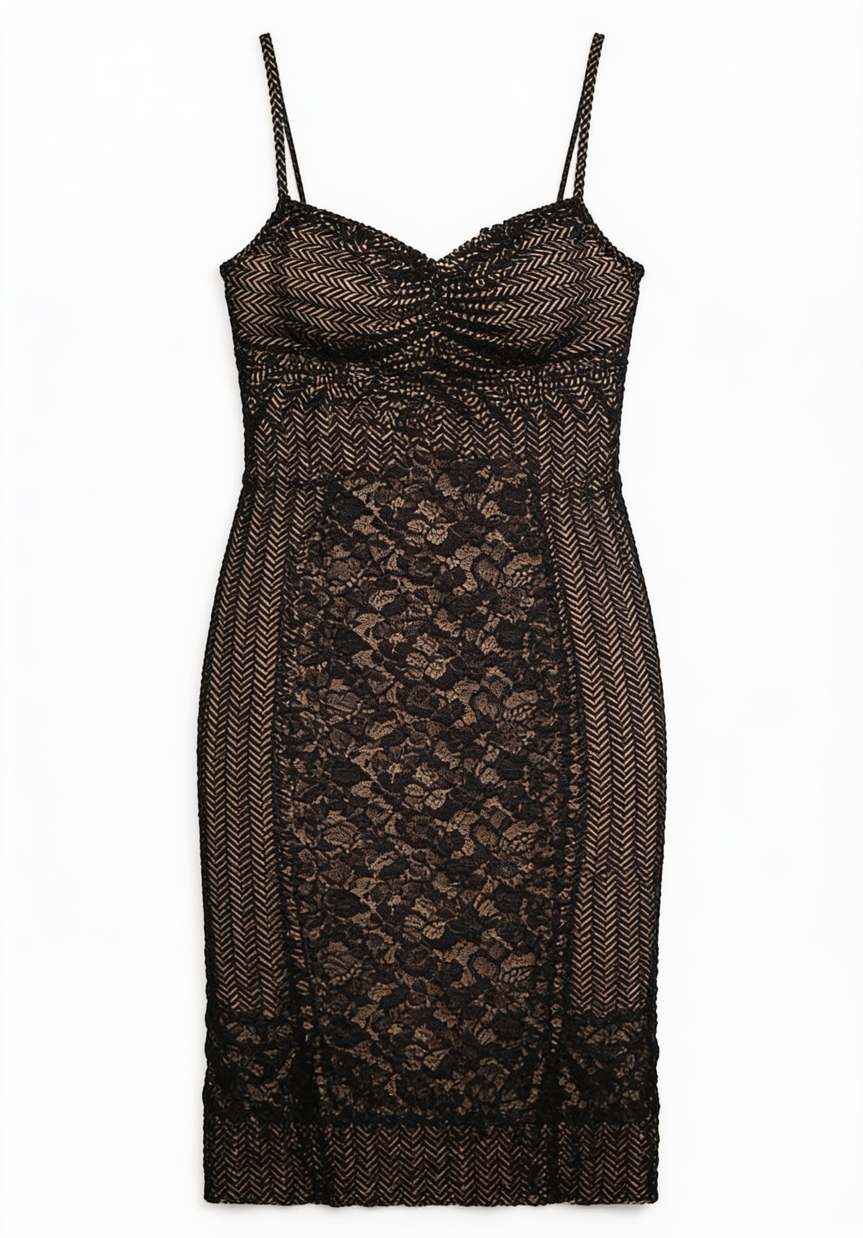 Black lace sweetheart midi dress