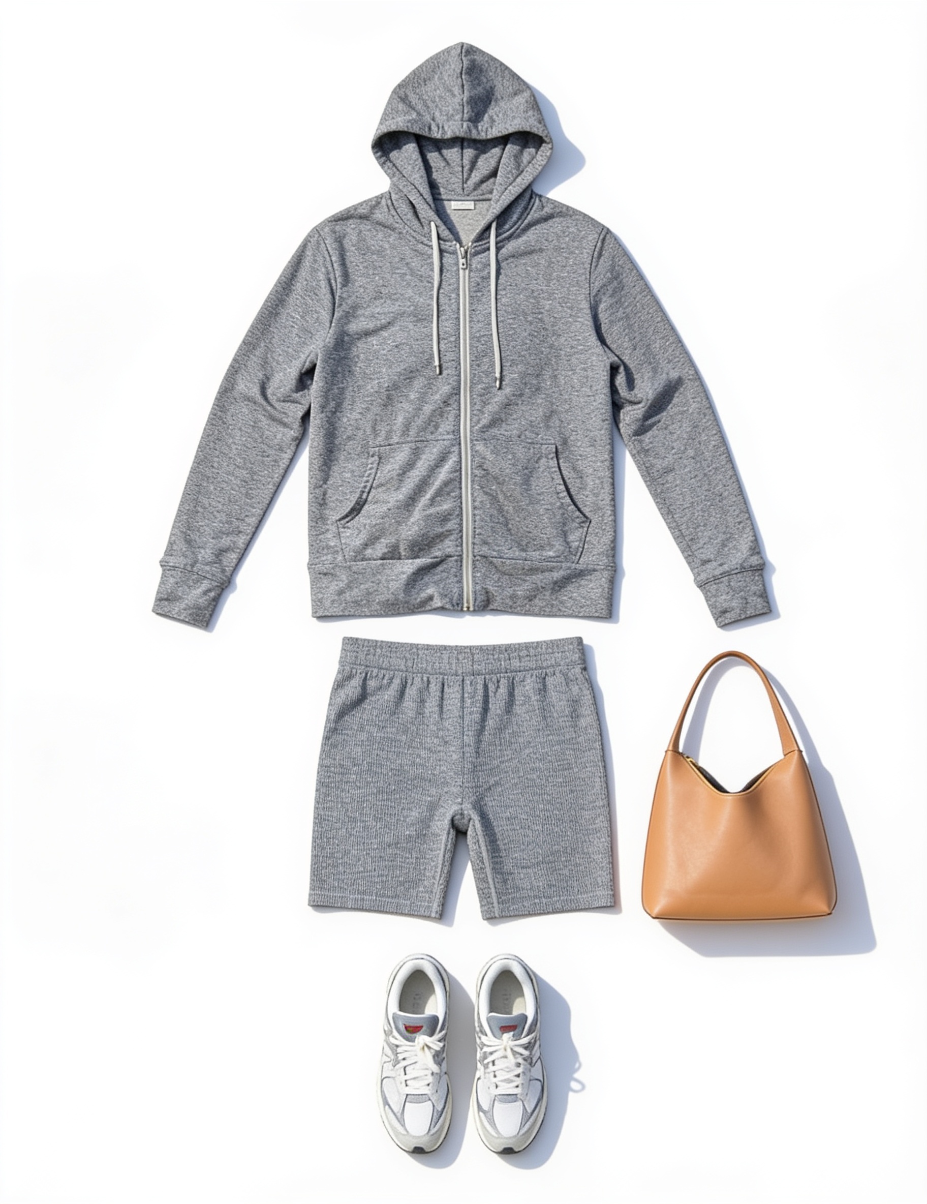 Grey zip hoodie and matching shorts