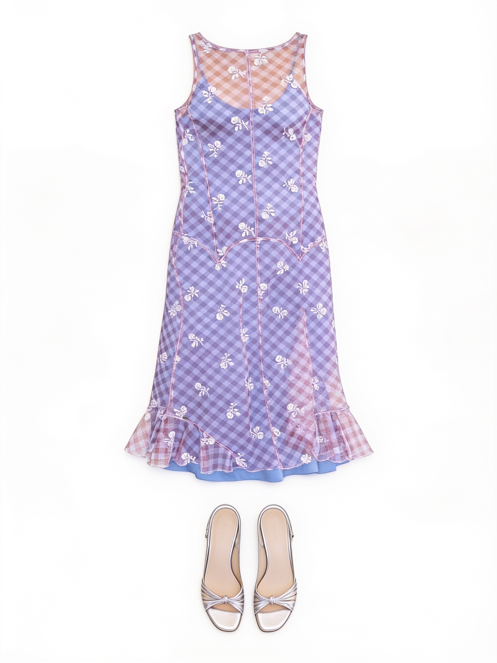 Lilac checked mini dress