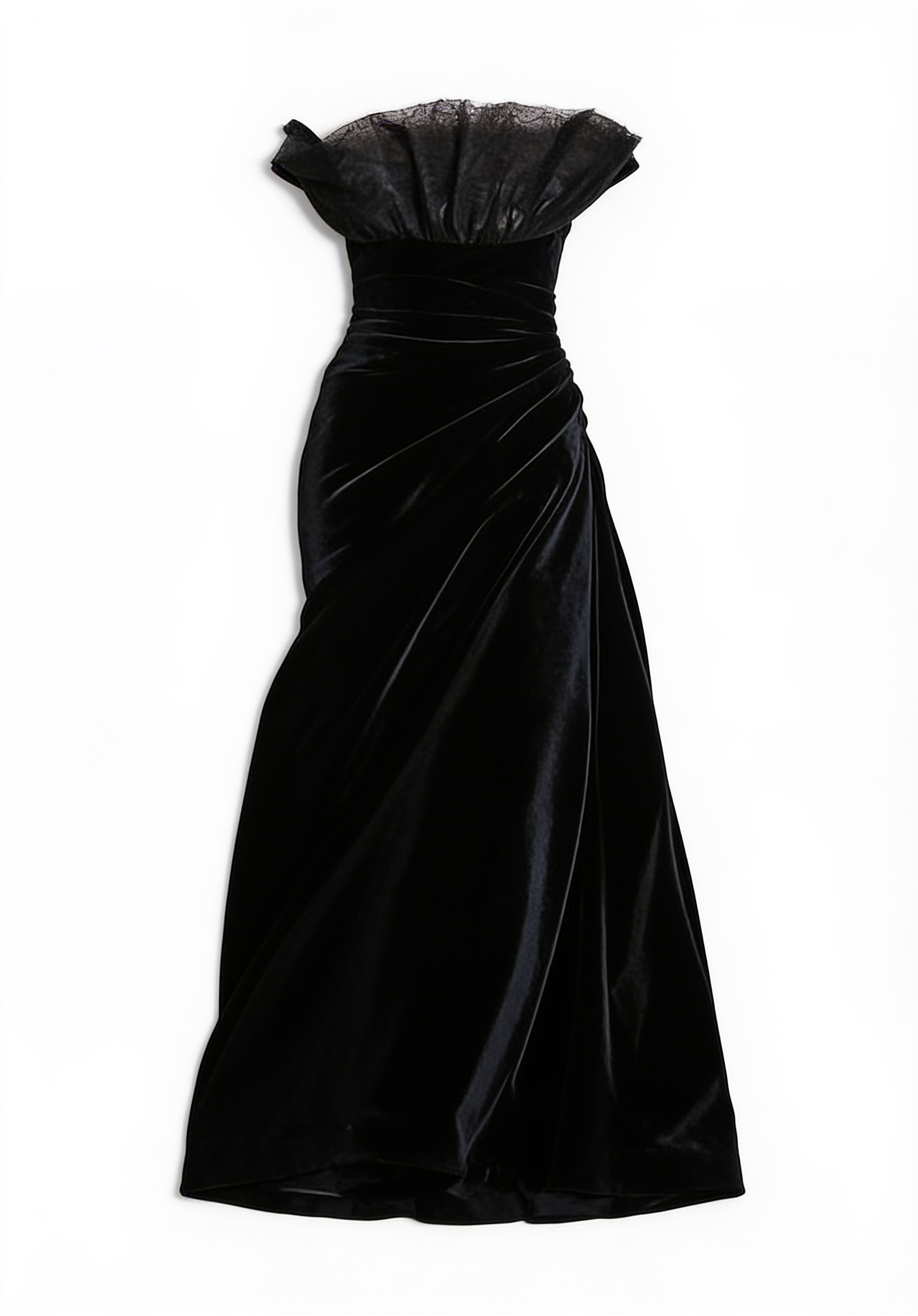 Black off-shoulder velvet gown
