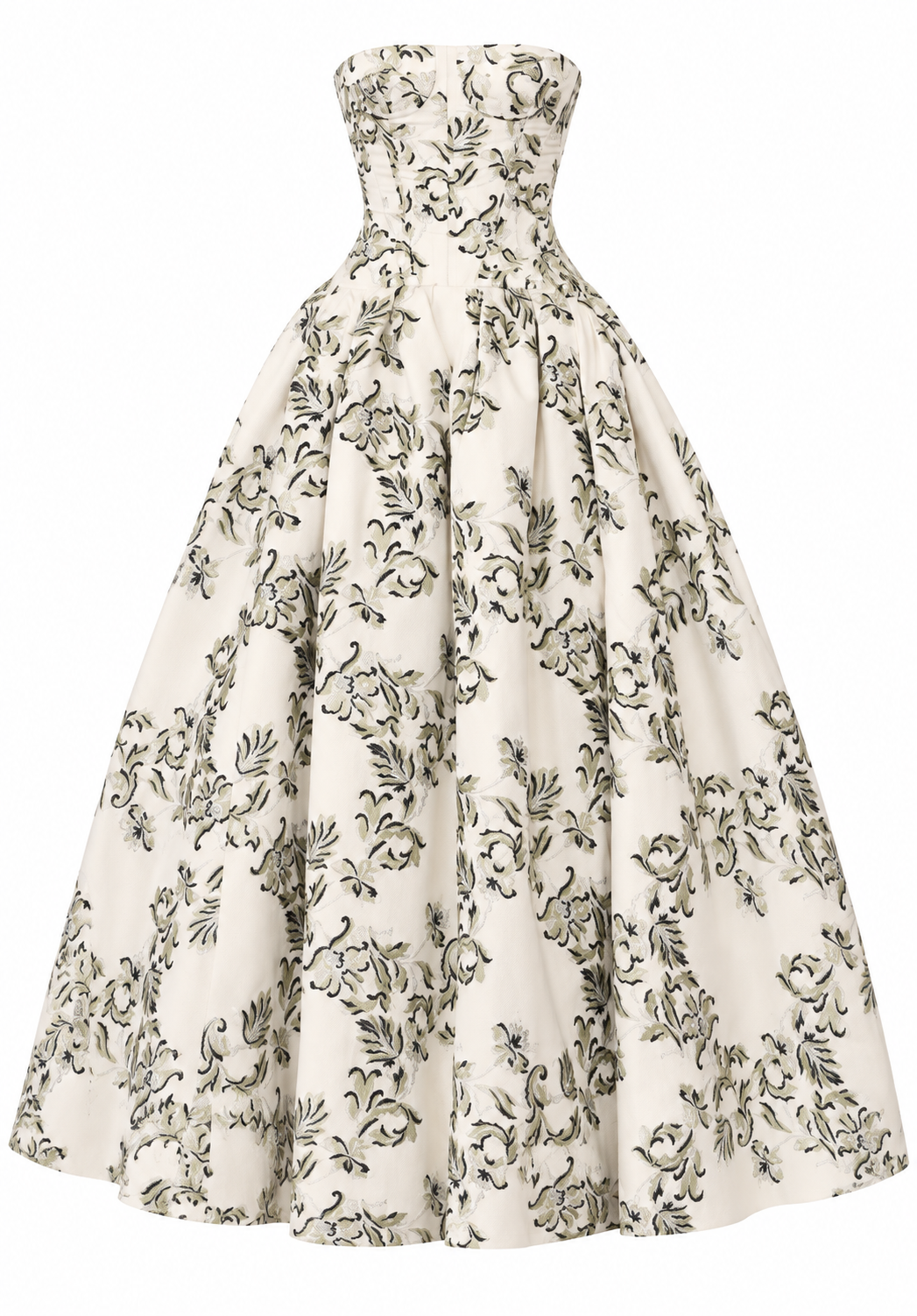 Ivory floral strapless ball gown
