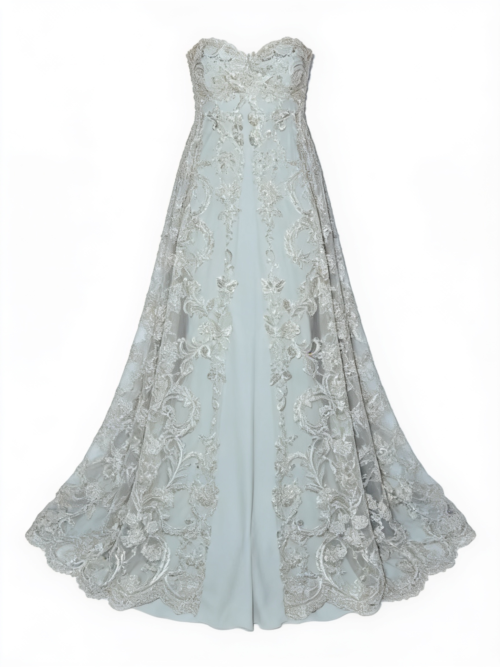 Silver floral embroidered gown