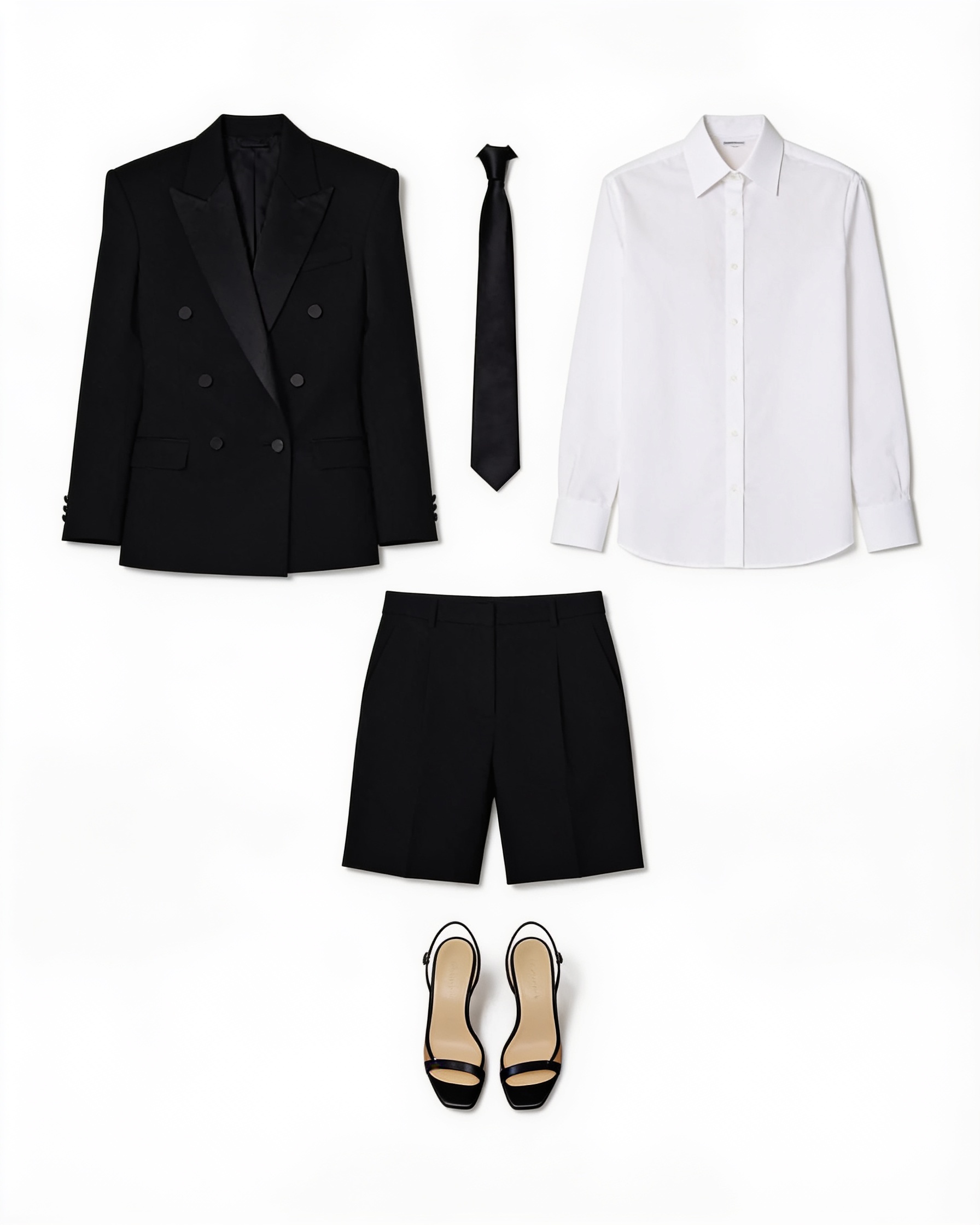 Black oversized blazer and tailored shorts