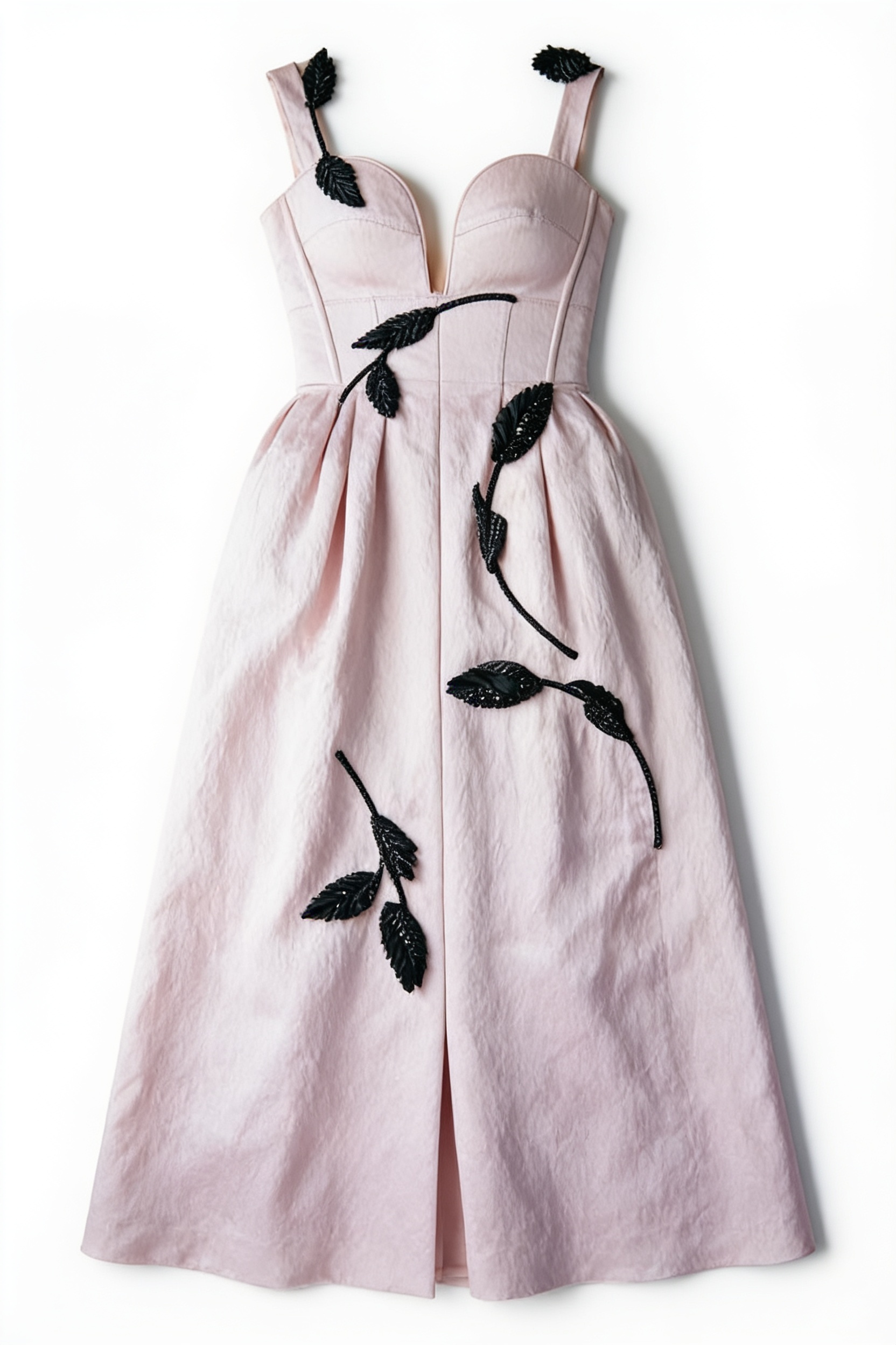 White black-trim botanical maxi dress
