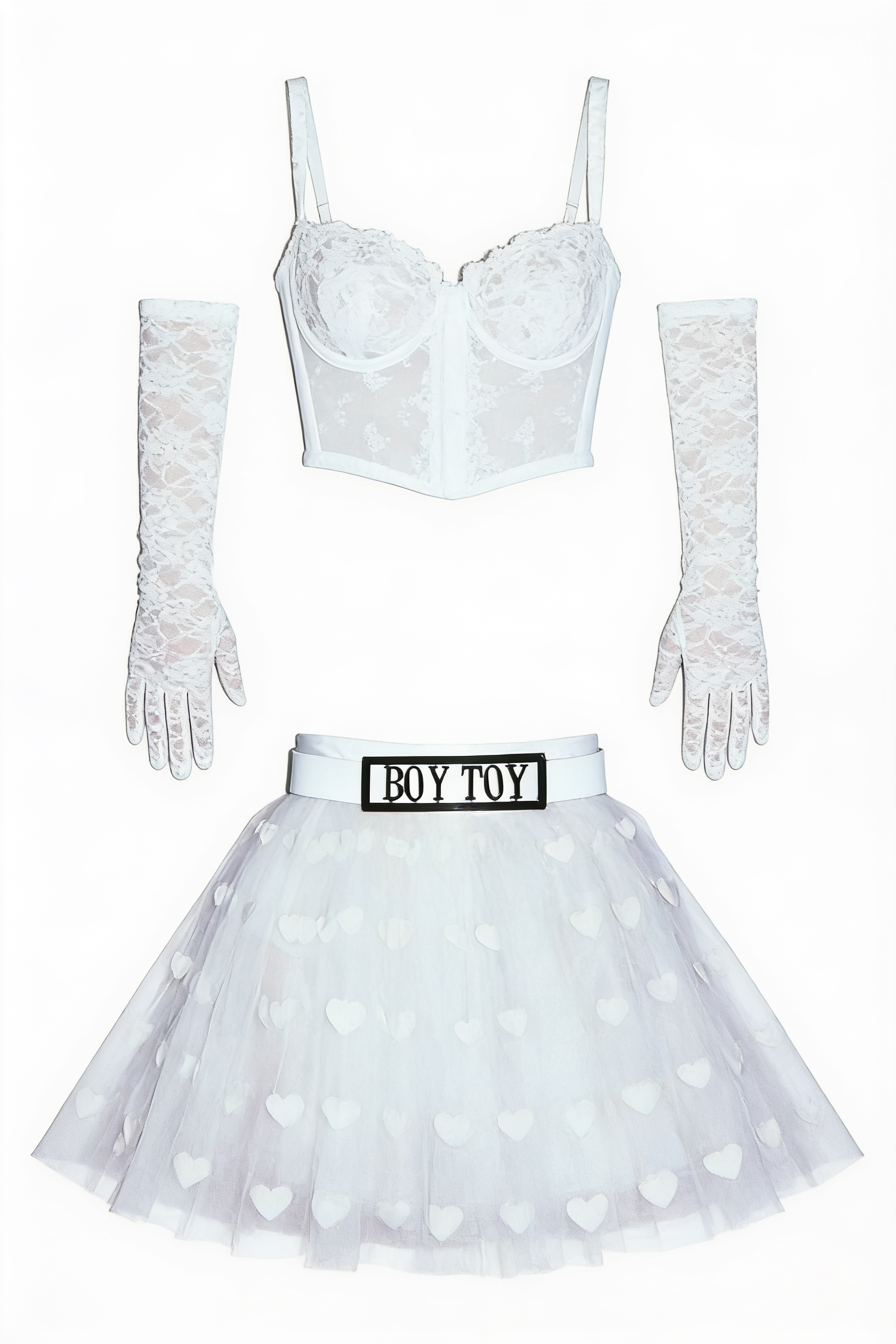 White lace bustier and tulle skirt