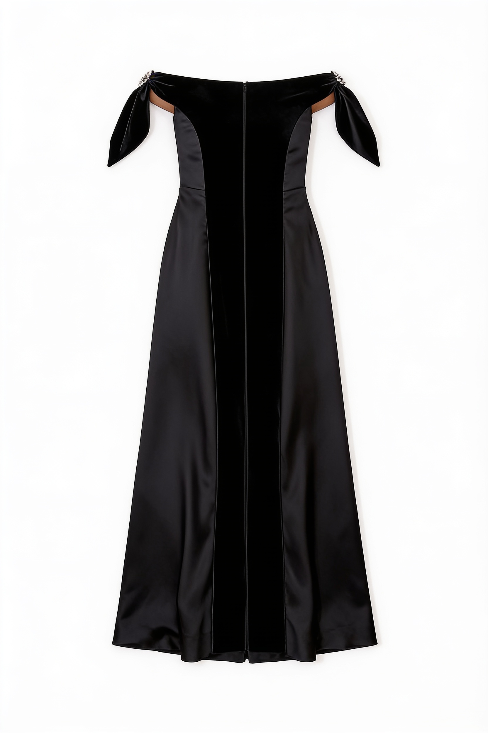 Black off-shoulder velvet gown